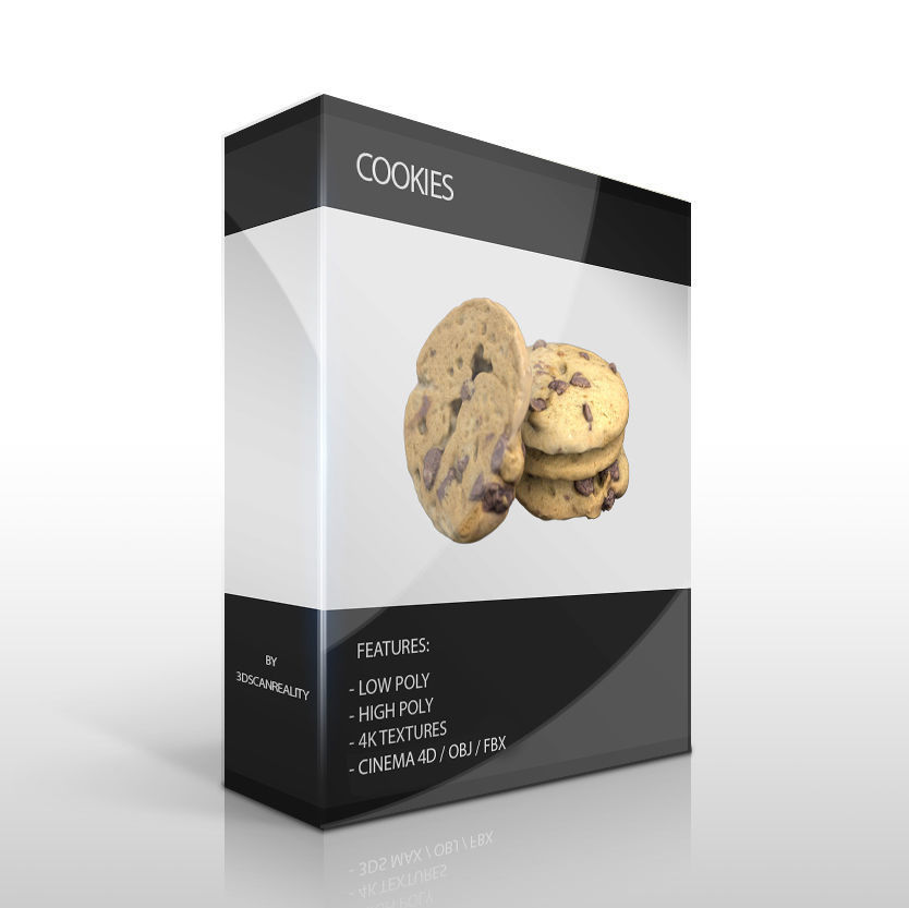 CHOC CHIP COOKIE - LOW and HIGH Poly 3D model_2