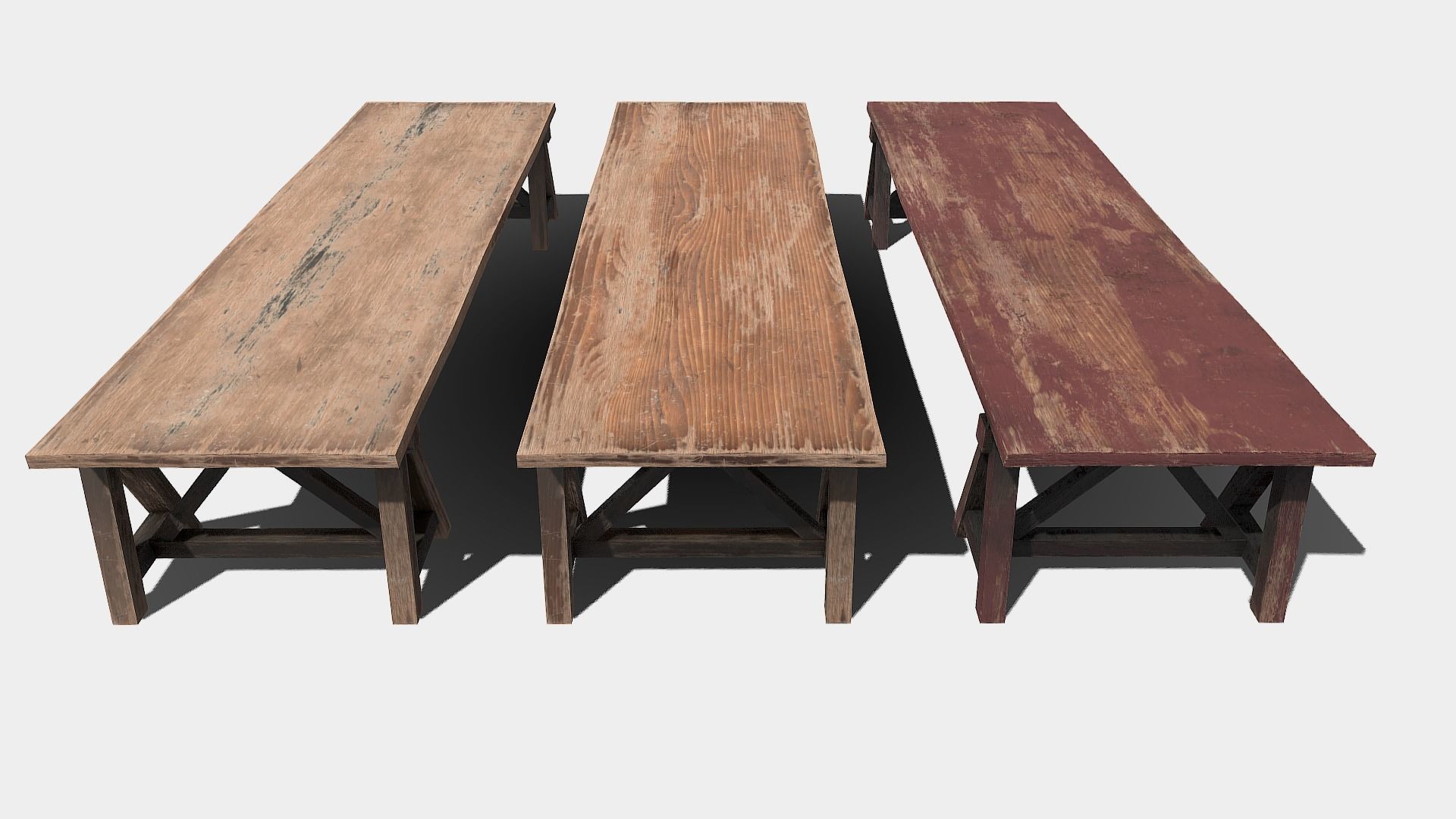 Long Wooden Bar Table Low-poly 3D model_1