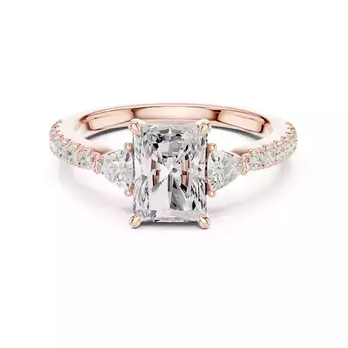 Radiant  Trillion Cut Diamond Round Cut Pave Ring 3DM STL Video