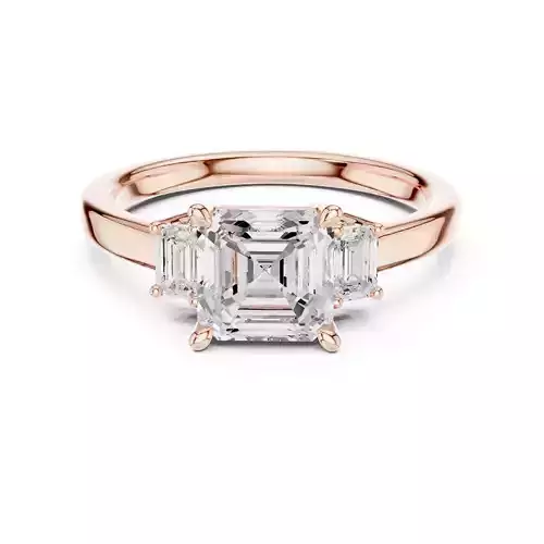Three Stone Asscher and Emerald Cut Wedding Ring 3DM STL Video