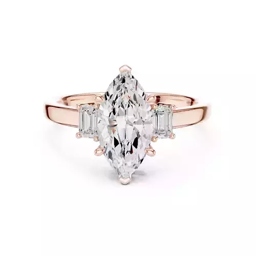 Three Stone Marquise and Emerald Diamond Wedding Ring File Video