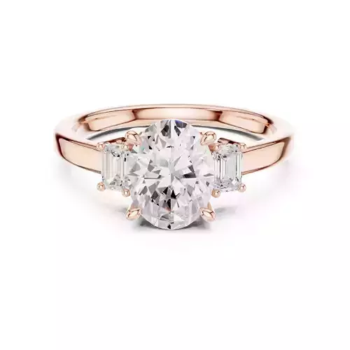 Three Stone Oval and Emerald Diamond Wedding Ring 3DM STL Video