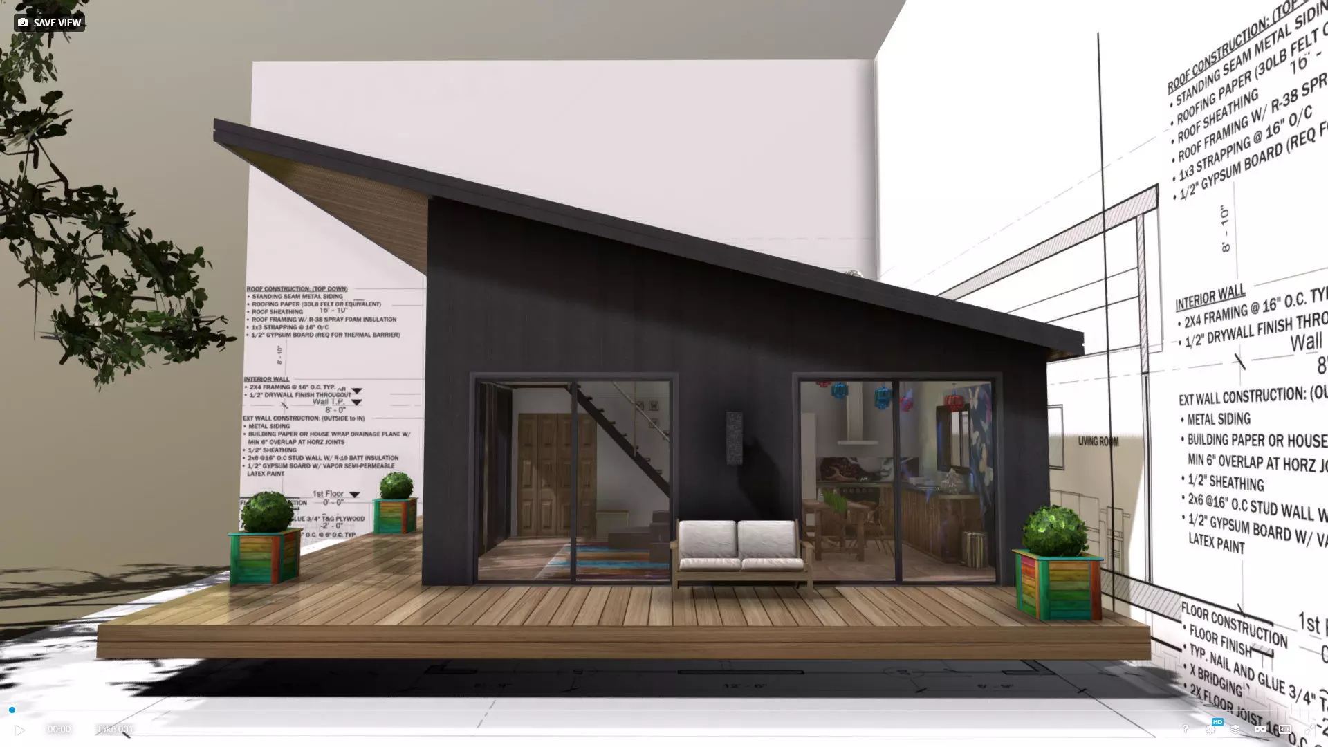 House 24-36 Lean Cottage Plans Low-poly 3D model_1