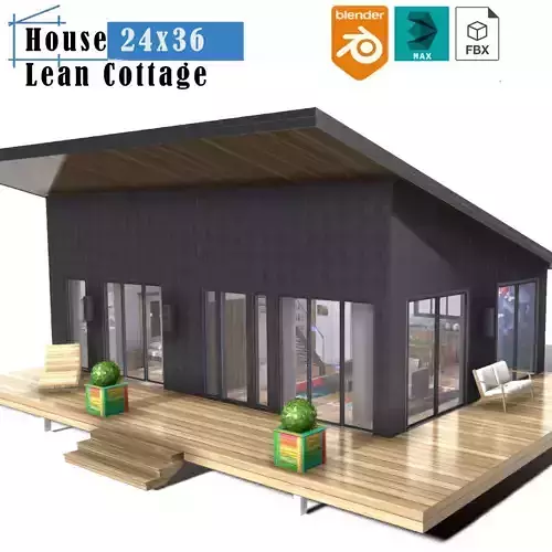 House 24-36 Lean Cottage Plans Low-poly 3D model