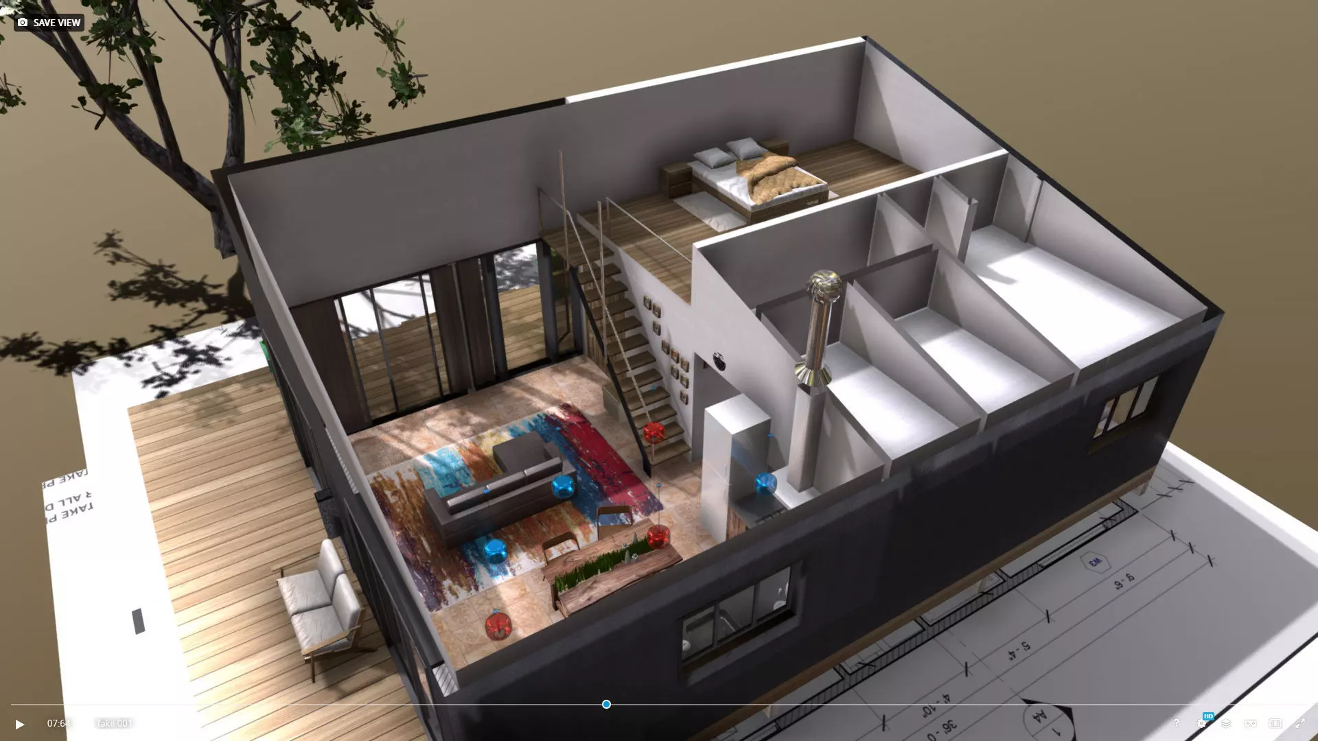 House 24-36 Lean Cottage Plans Low-poly 3D model_6