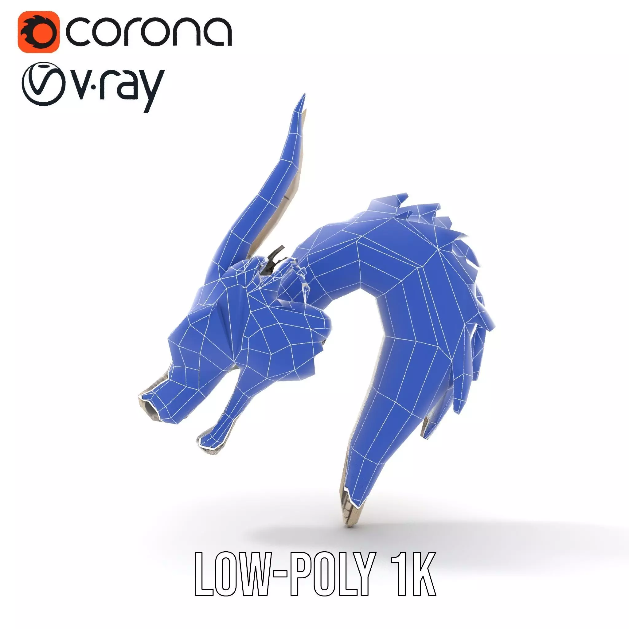 Silver Dragon Head model pack Low-poly 3D model_26