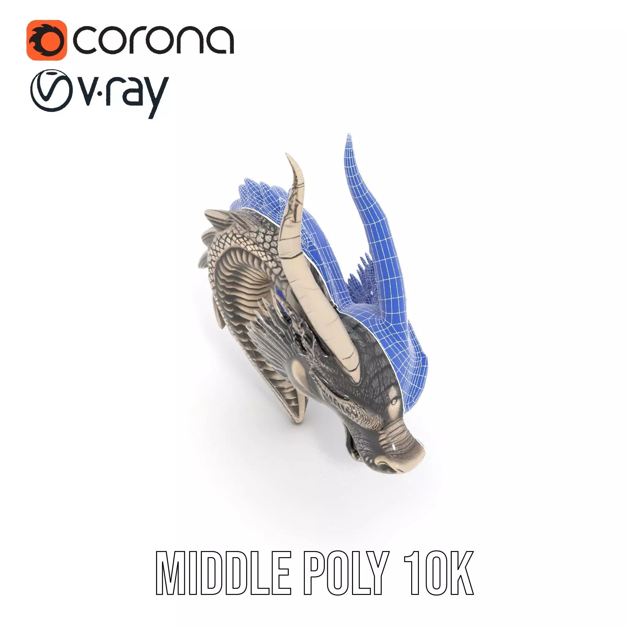 Silver Dragon Head model pack Low-poly 3D model_19