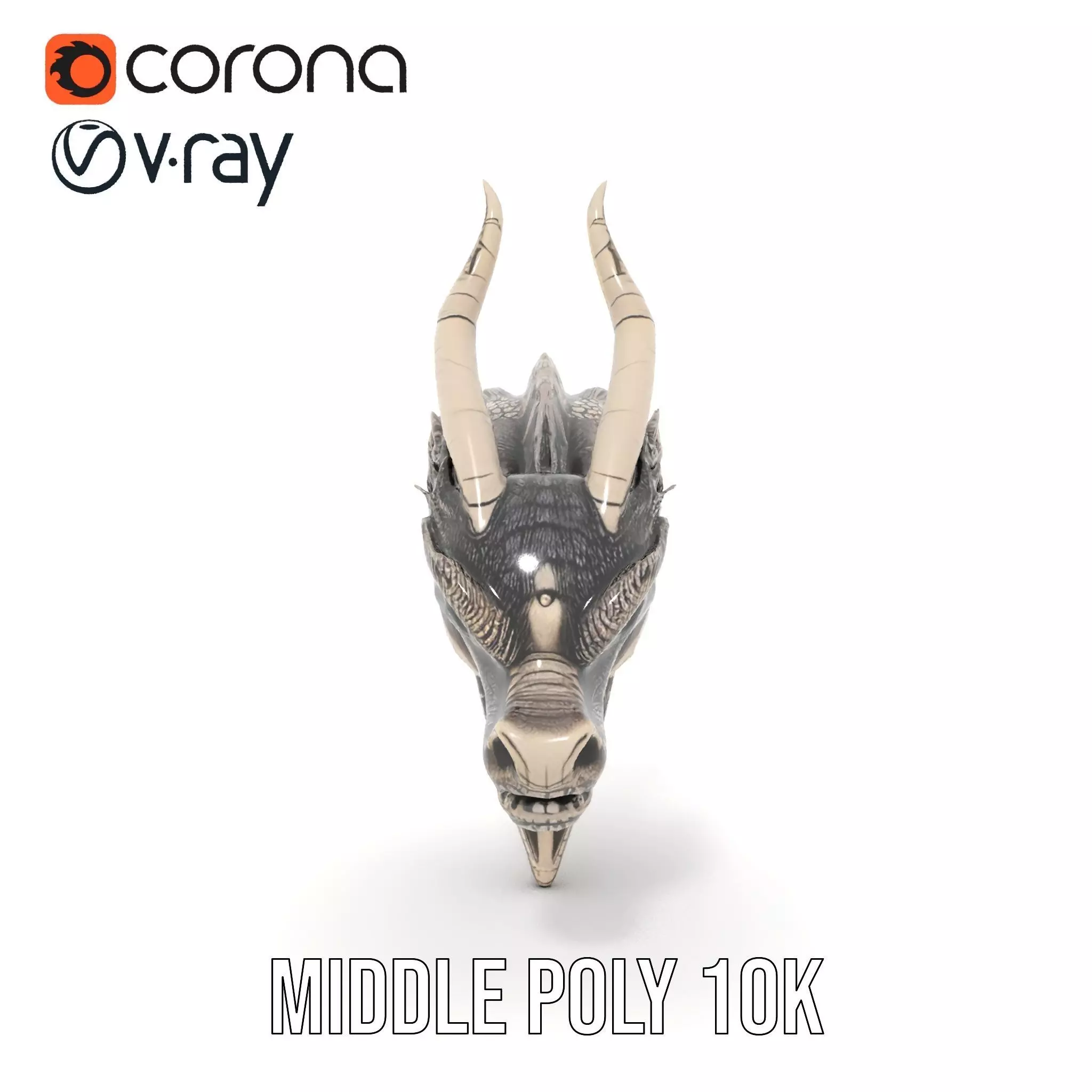 Silver Dragon Head model pack Low-poly 3D model_25