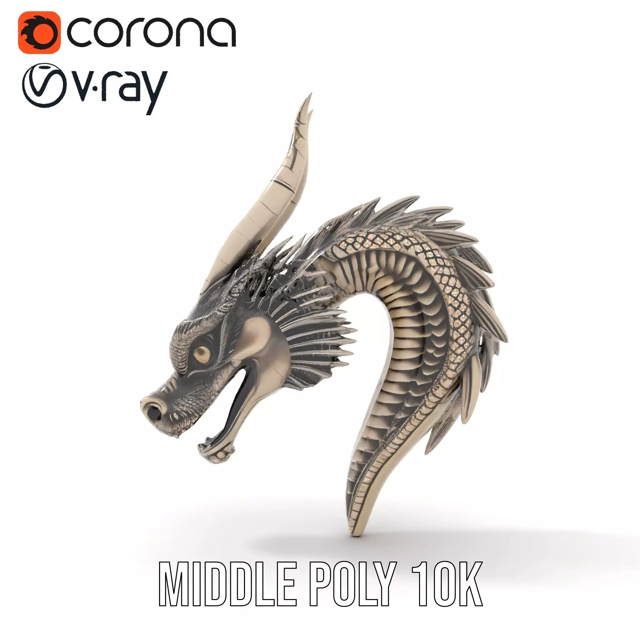 Silver Dragon Head model pack Low-poly 3D model_17