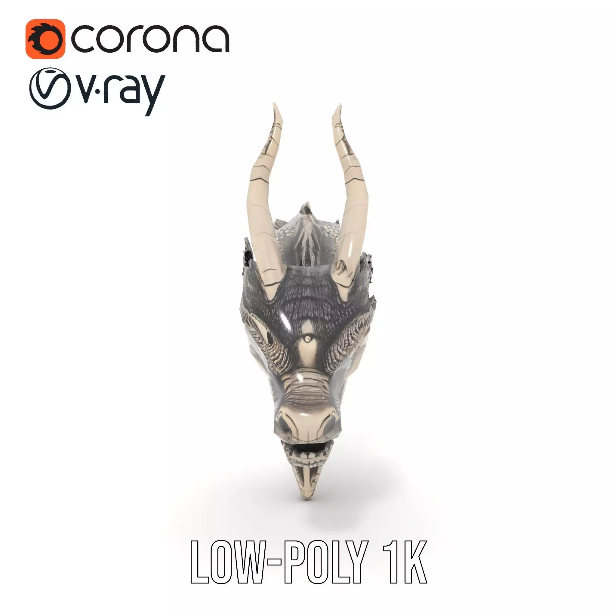 Silver Dragon Head model pack Low-poly 3D model_20