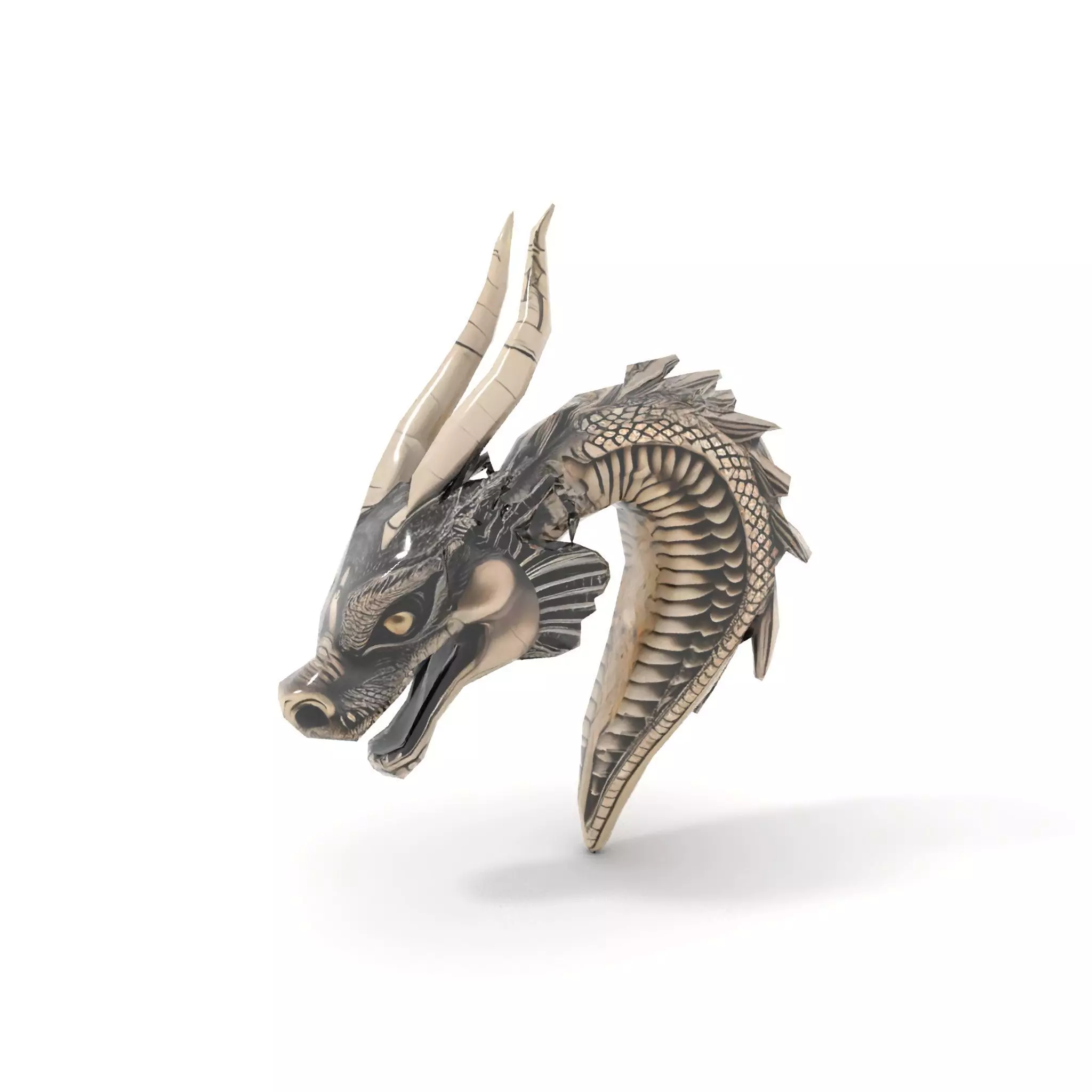 Silver Dragon Head model pack Low-poly 3D model_16