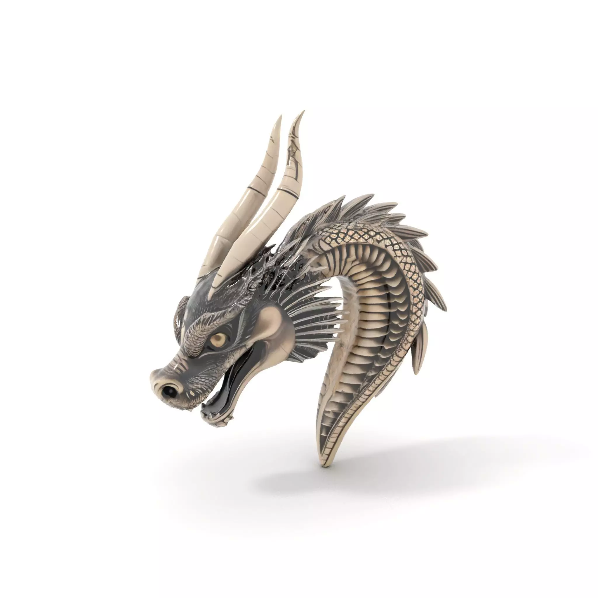 Silver Dragon Head model pack Low-poly 3D model_0