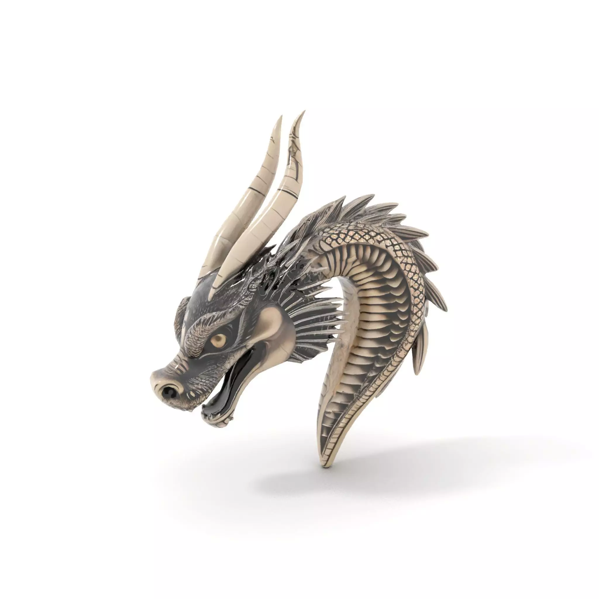 Silver Dragon Head model pack Low-poly 3D model_6