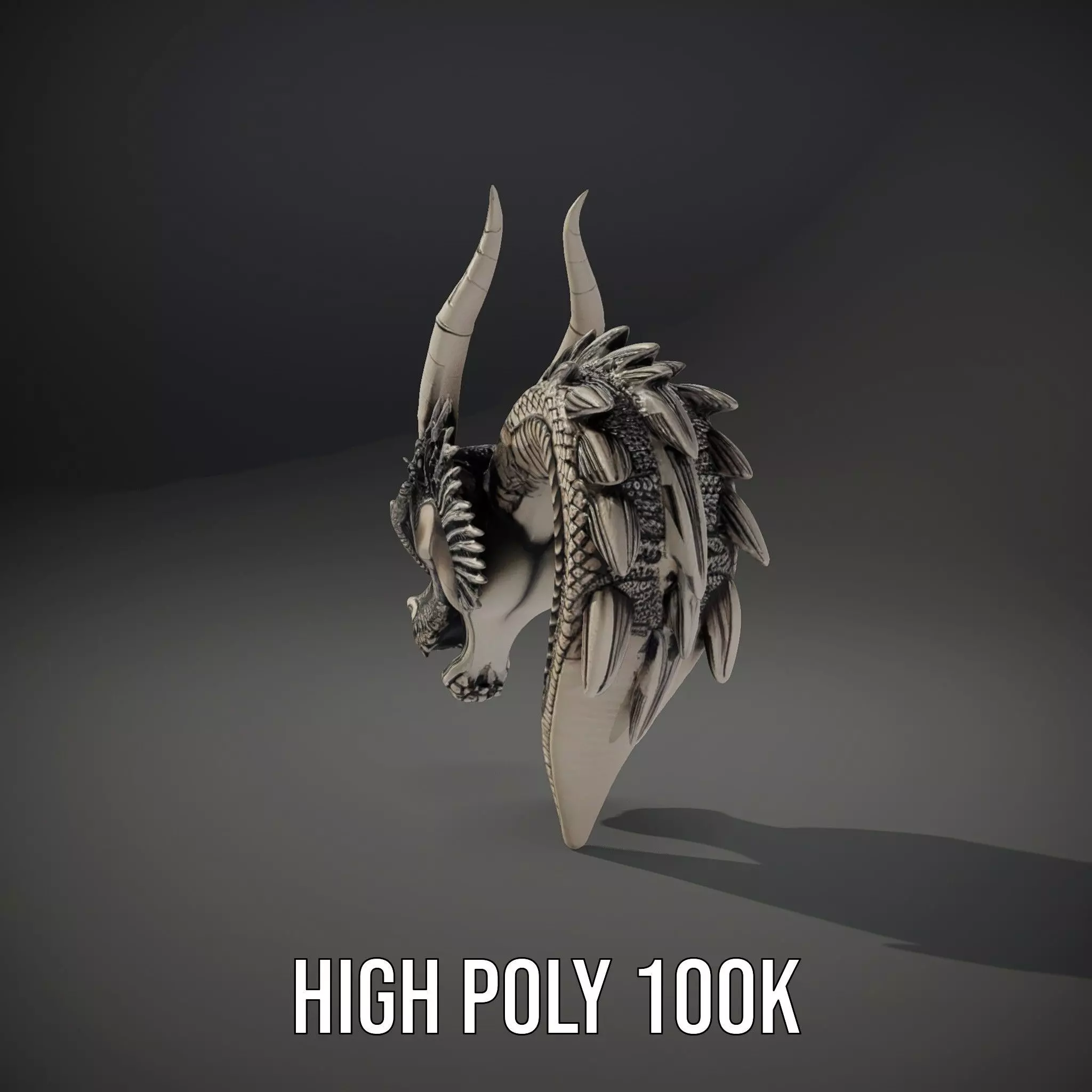 Silver Dragon Head model pack Low-poly 3D model_9