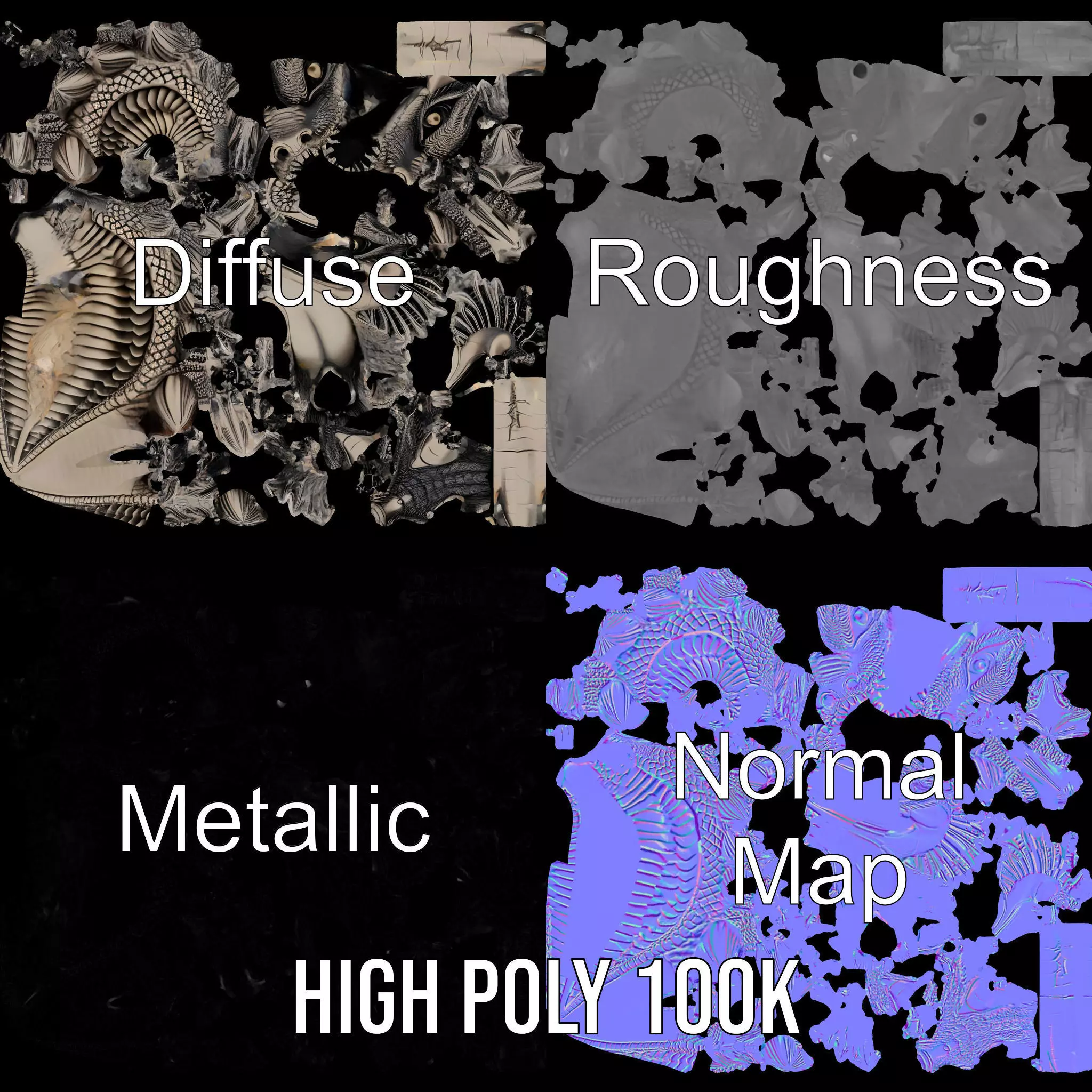 Silver Dragon Head model pack Low-poly 3D model_4