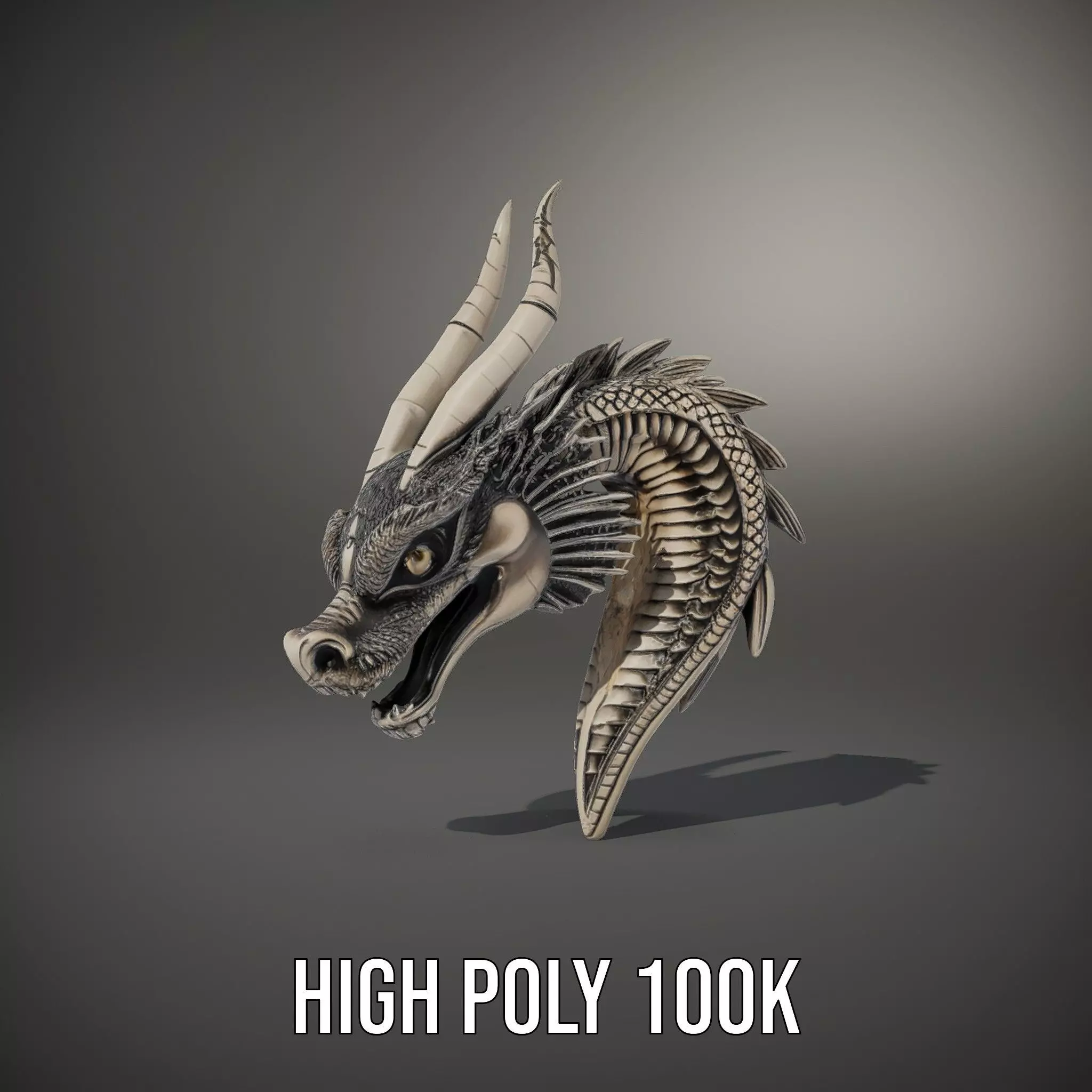 Silver Dragon Head model pack Low-poly 3D model_11