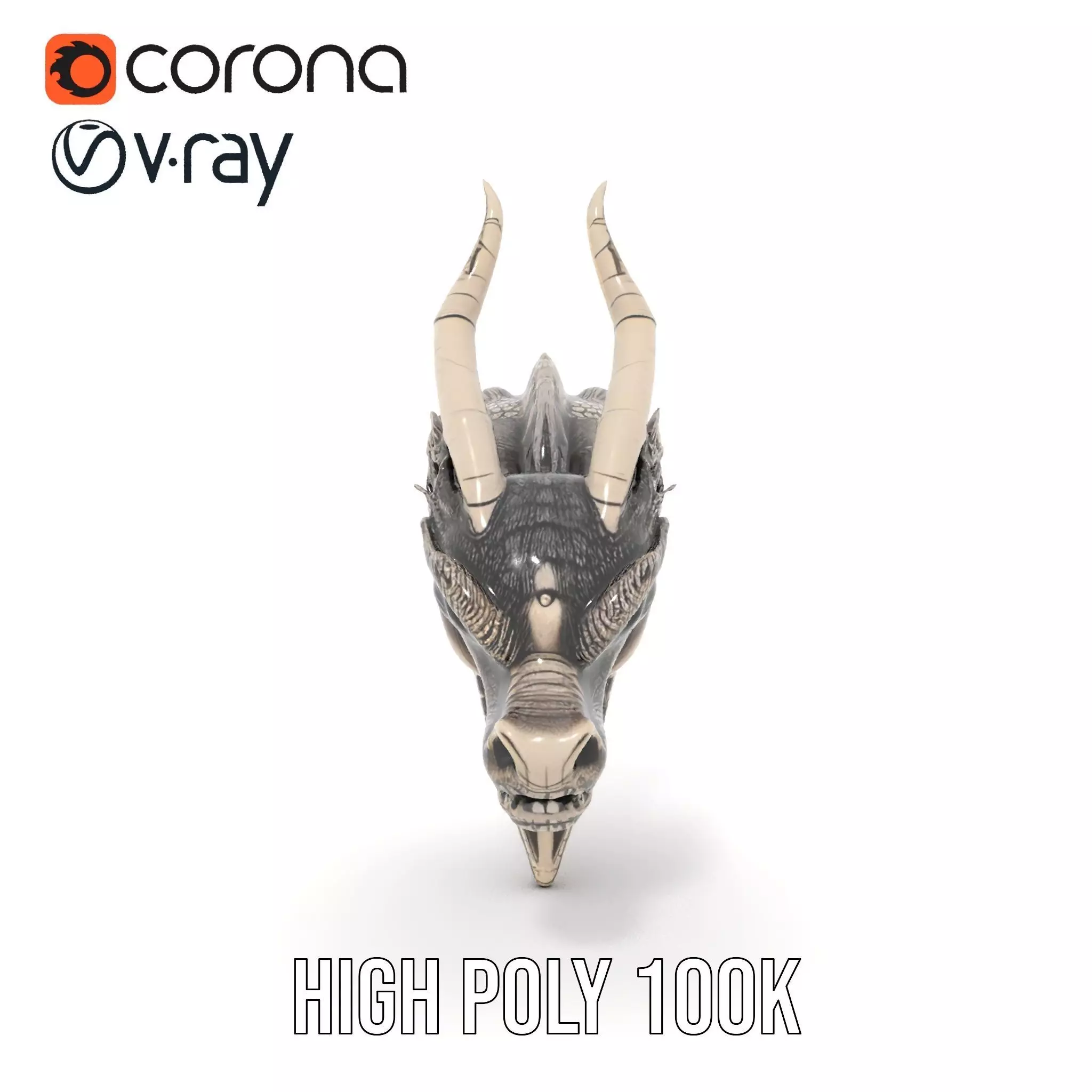 Silver Dragon Head model pack Low-poly 3D model_27