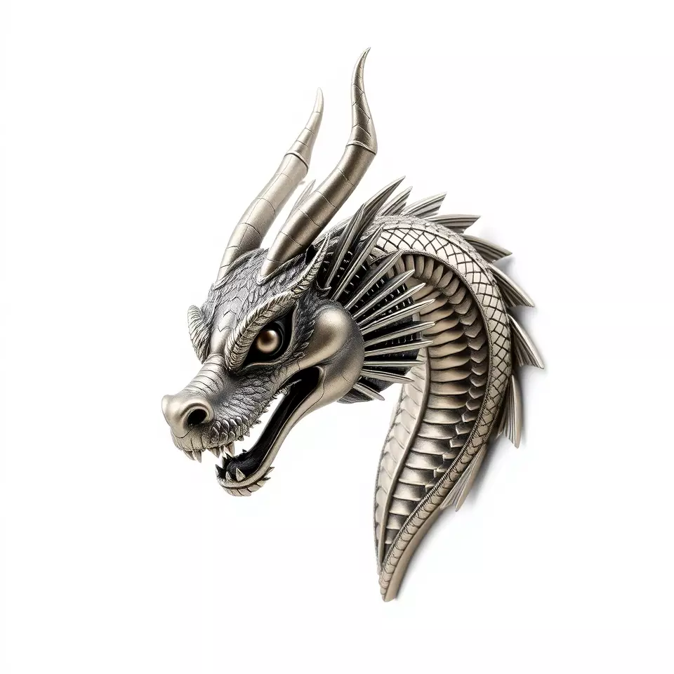 Silver Dragon Head model pack Low-poly 3D model_3
