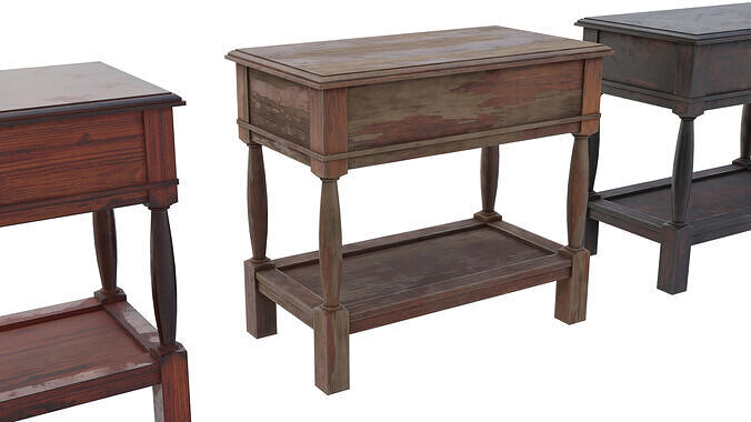 Small Wood Side Table Low-poly 3D model