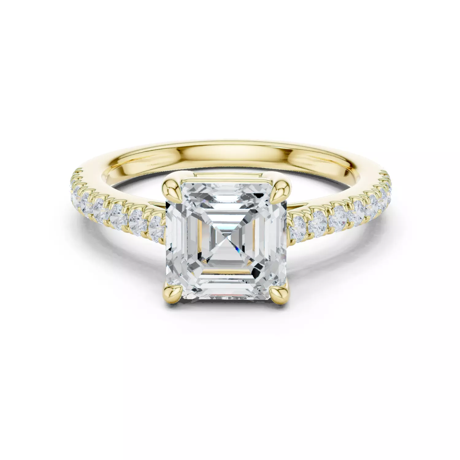 2CT Asscher Cut Diamond Engagement Wedding Ring 3DM STL Video 3D print model_13