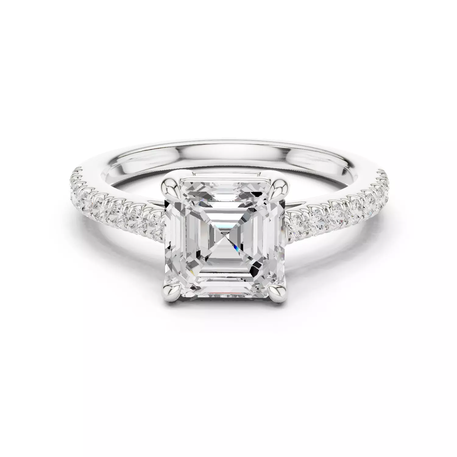 2CT Asscher Cut Diamond Engagement Wedding Ring 3DM STL Video 3D print model_14