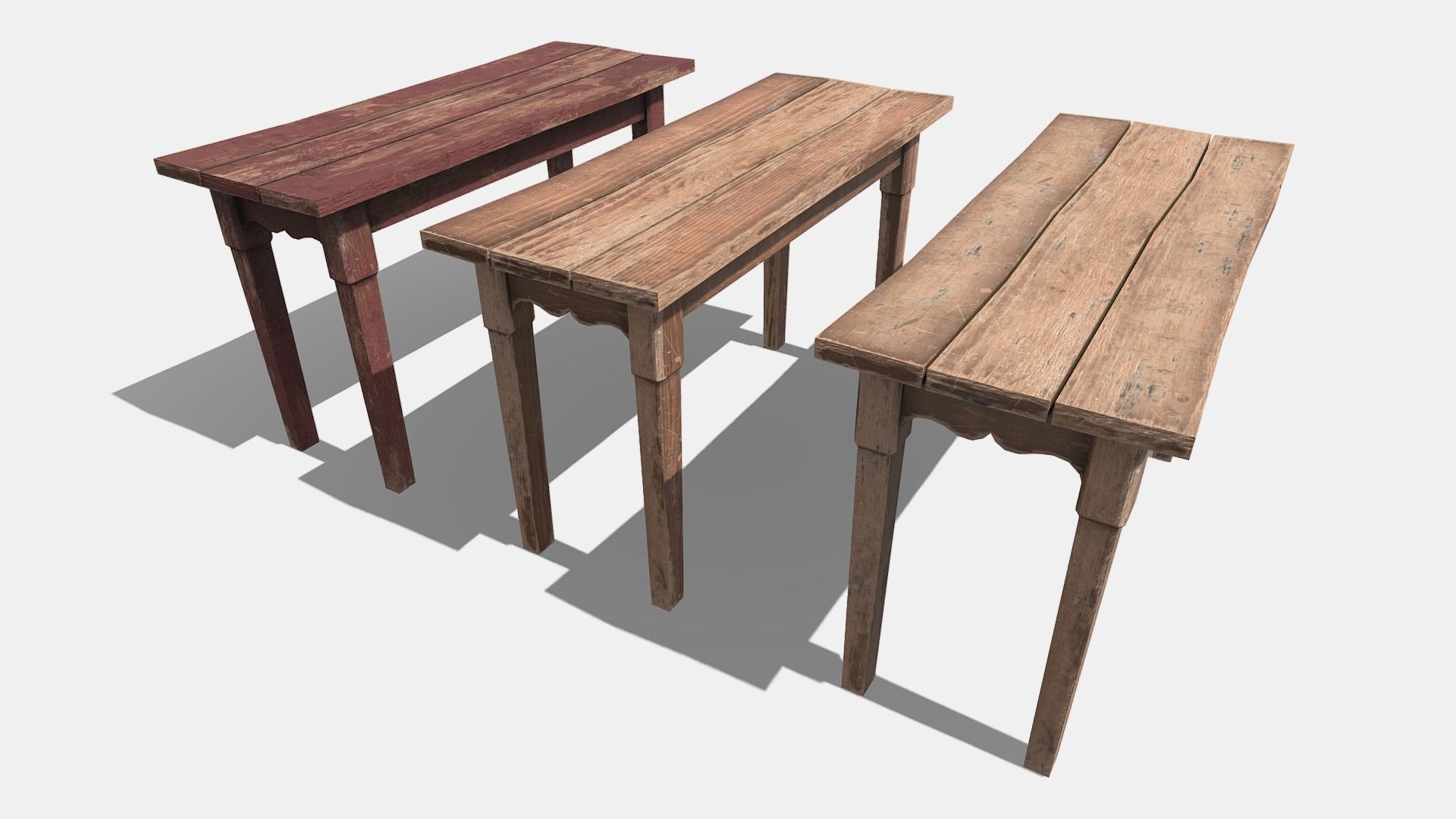 Small wooden Table Low-poly 3D model_2