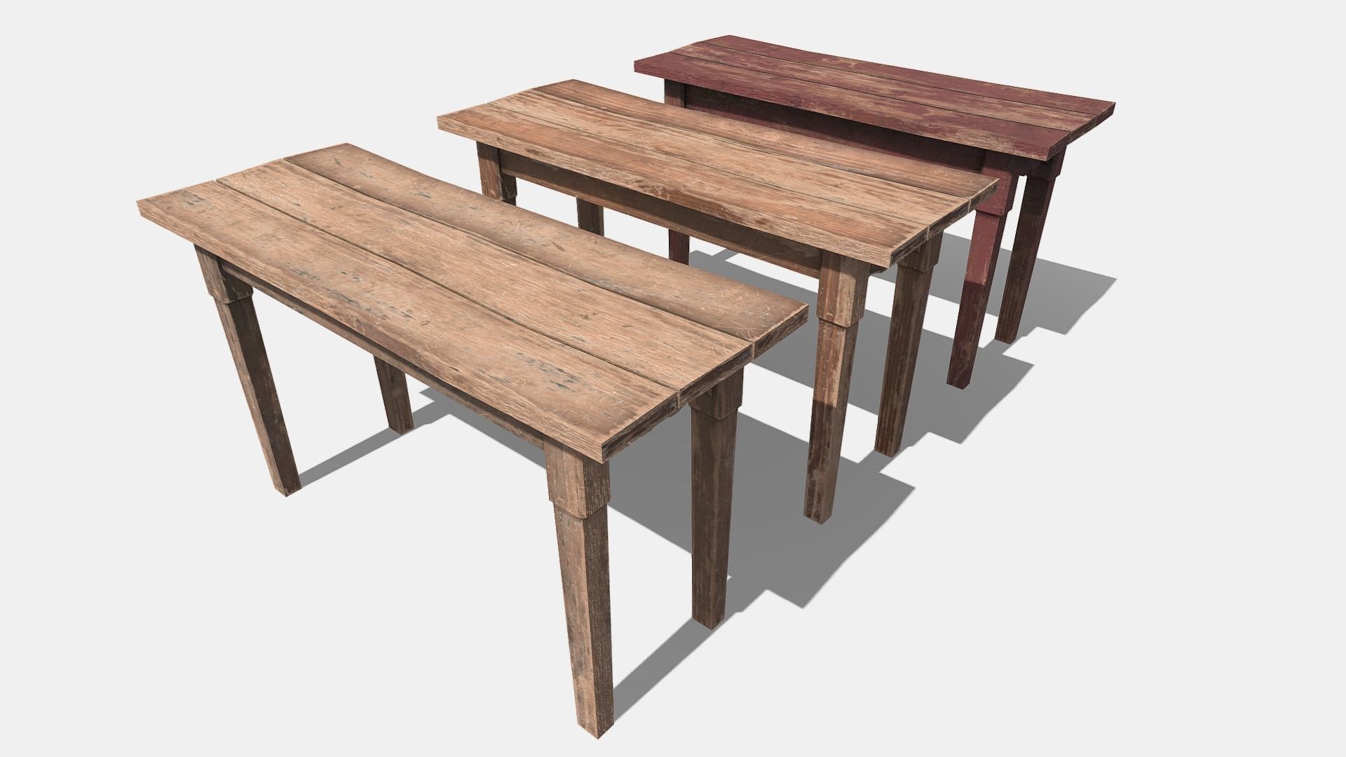 Small wooden Table Low-poly 3D model_1