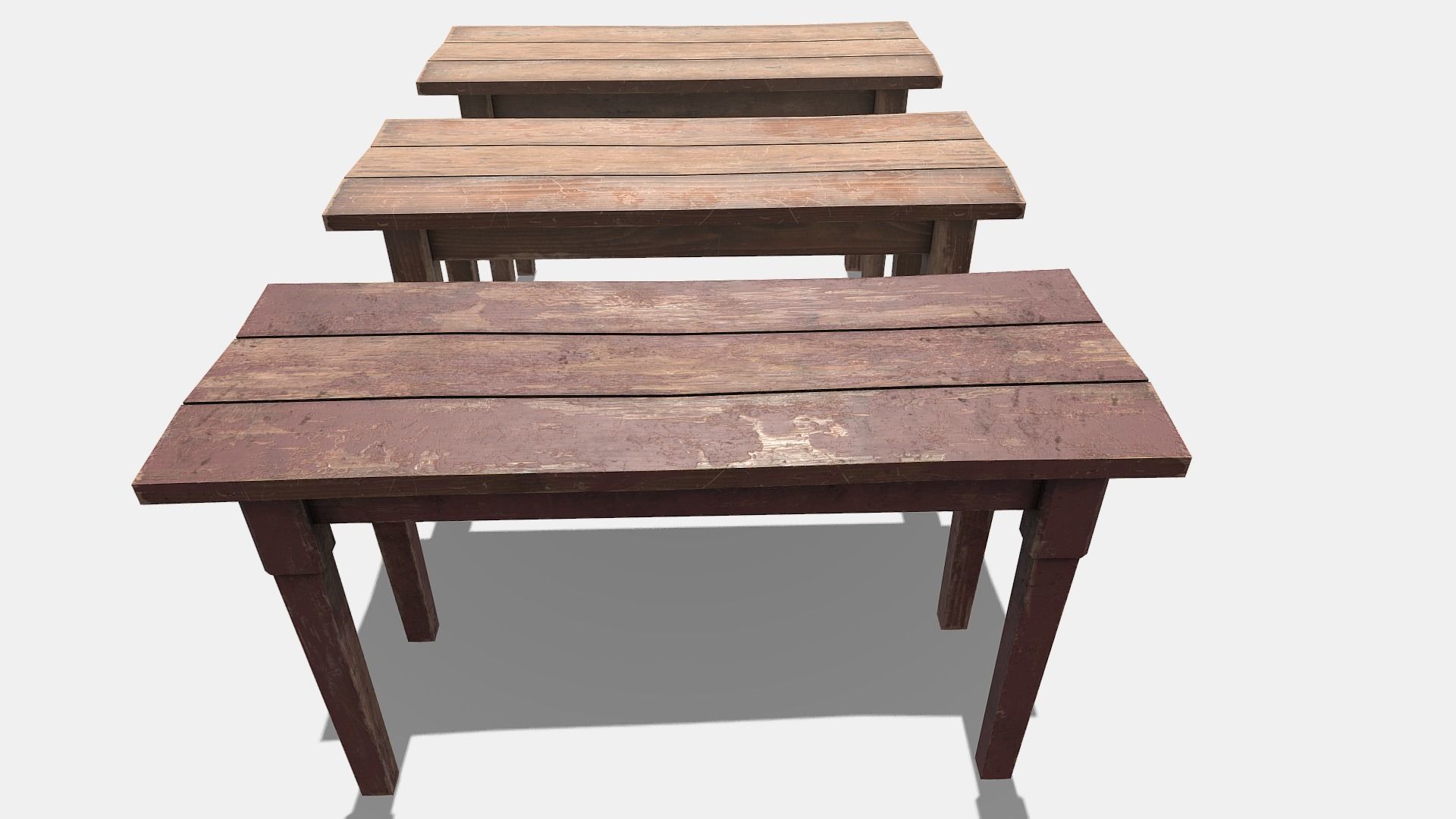 Small wooden Table Low-poly 3D model_3