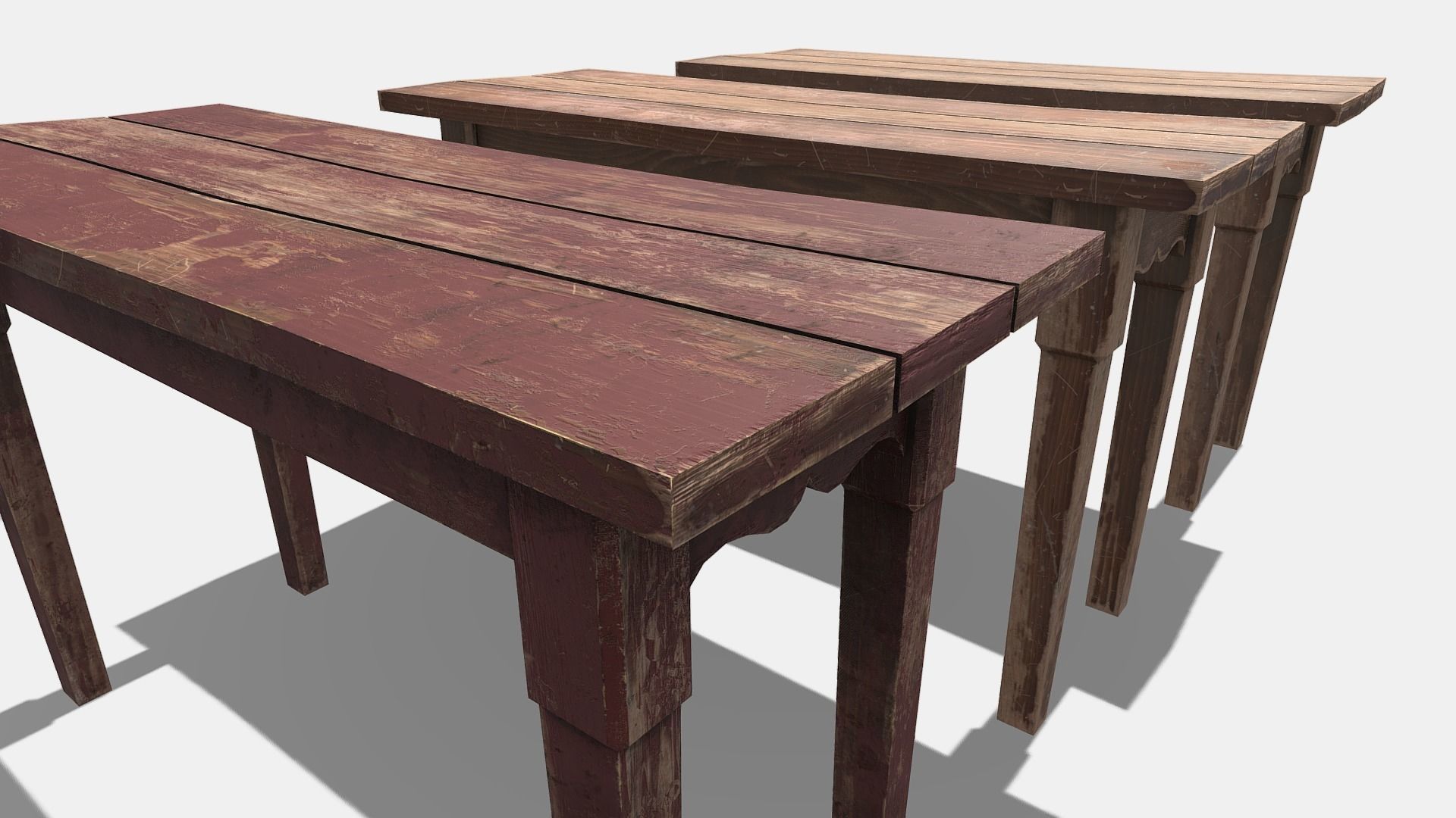 Small wooden Table Low-poly 3D model_5