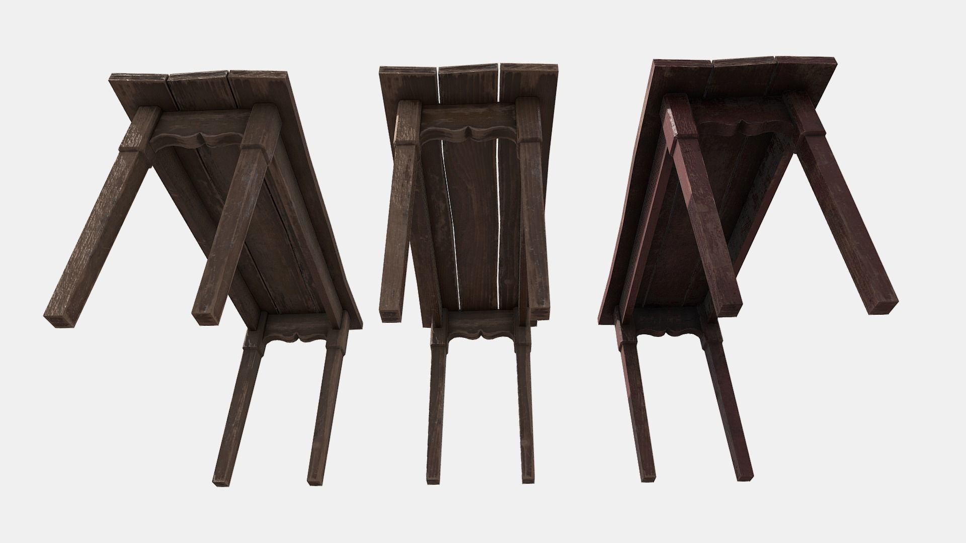 Small wooden Table Low-poly 3D model_4