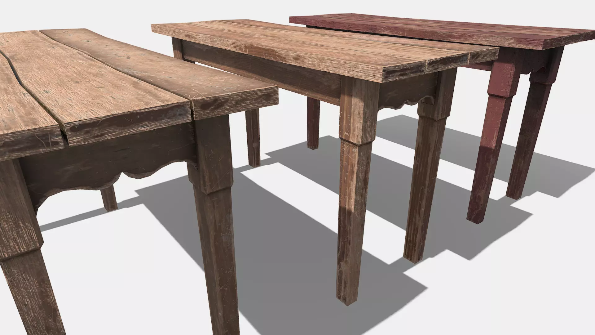 Small wooden Table Low-poly 3D model_0
