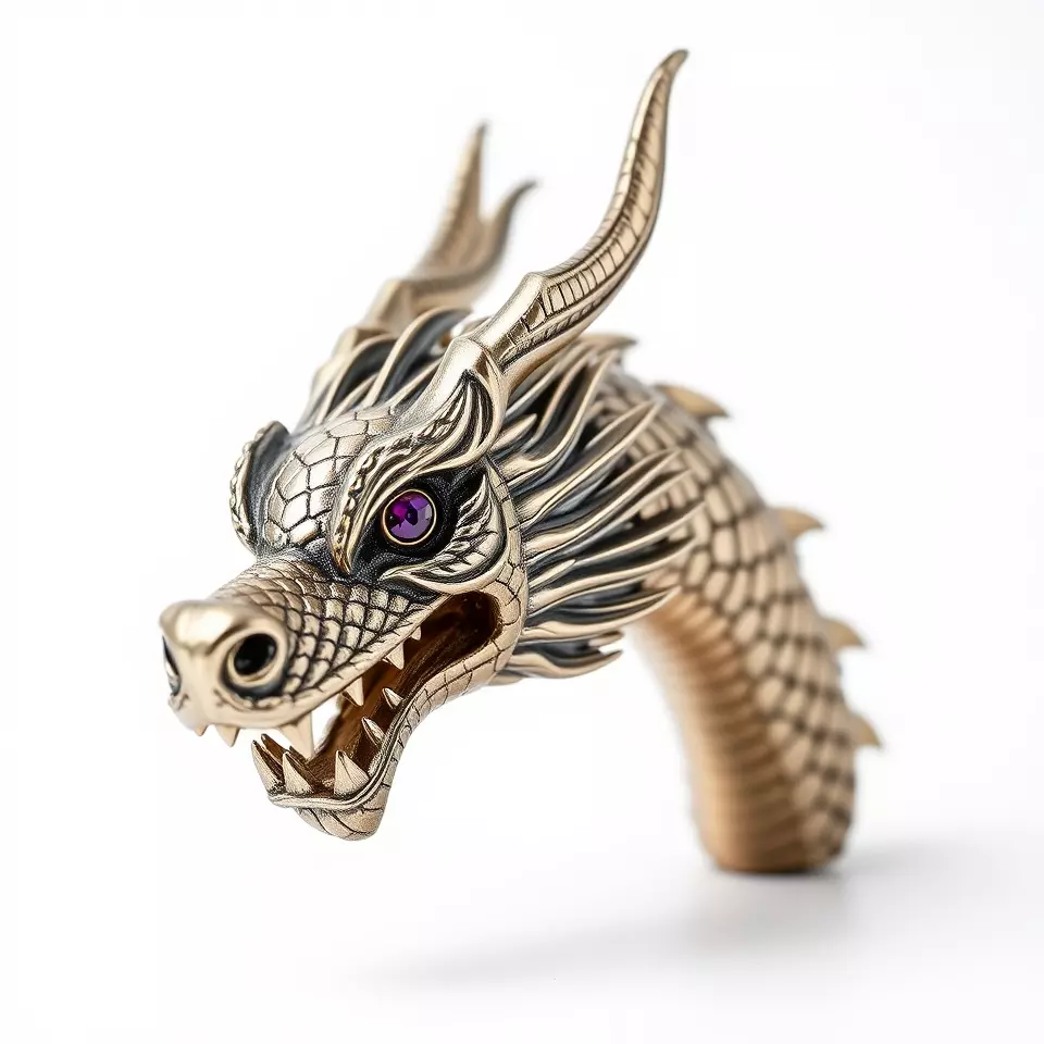 Golden Dragon Head model pack Low-poly 3D model_3