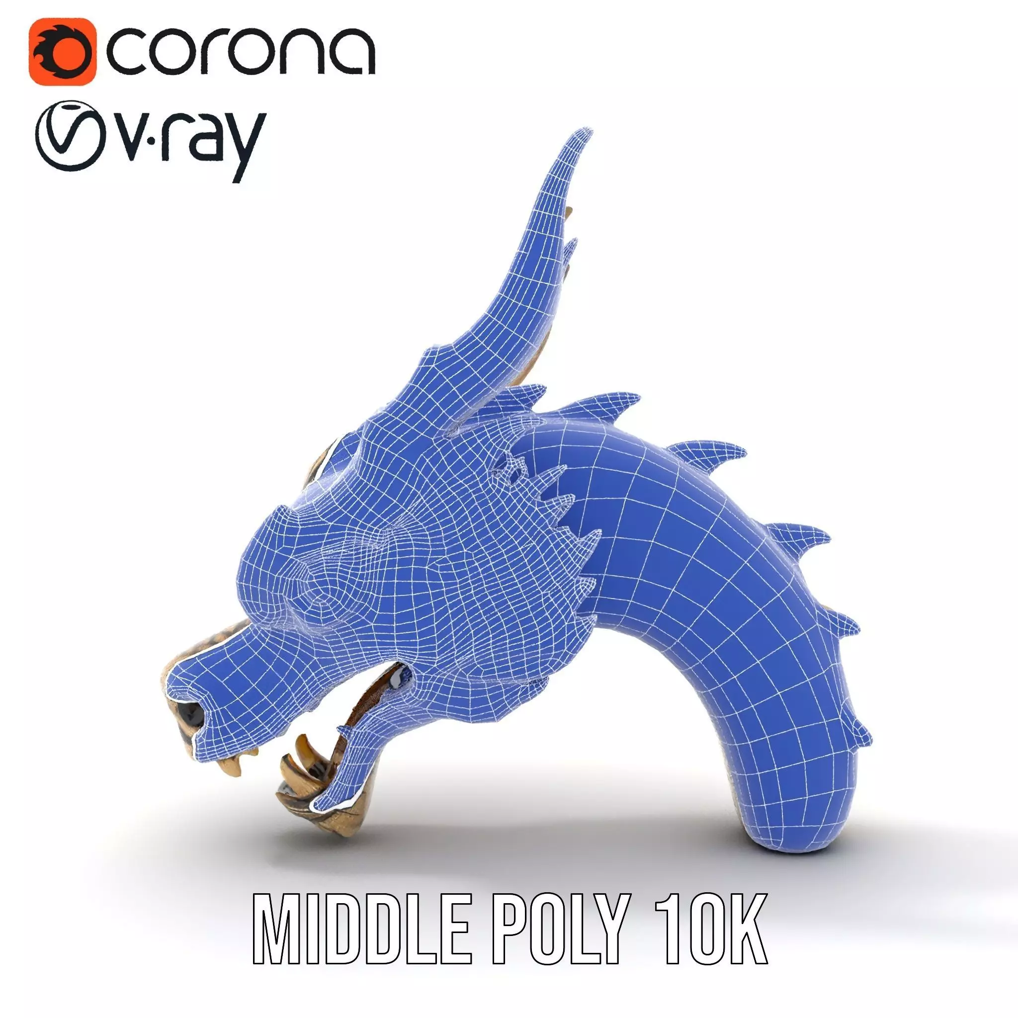 Golden Dragon Head model pack Low-poly 3D model_31