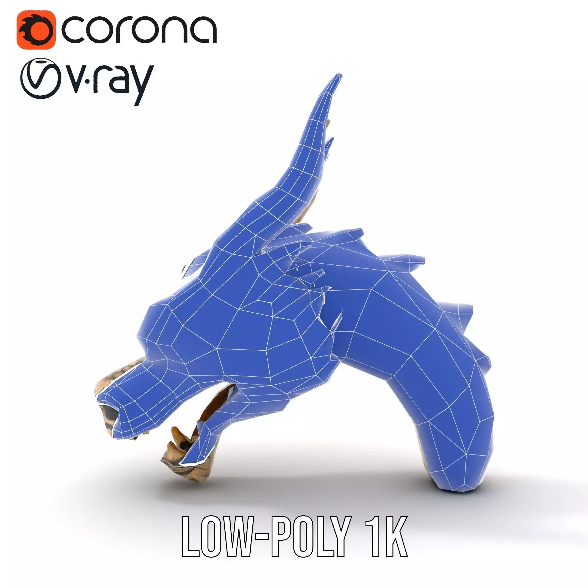 Golden Dragon Head model pack Low-poly 3D model_29