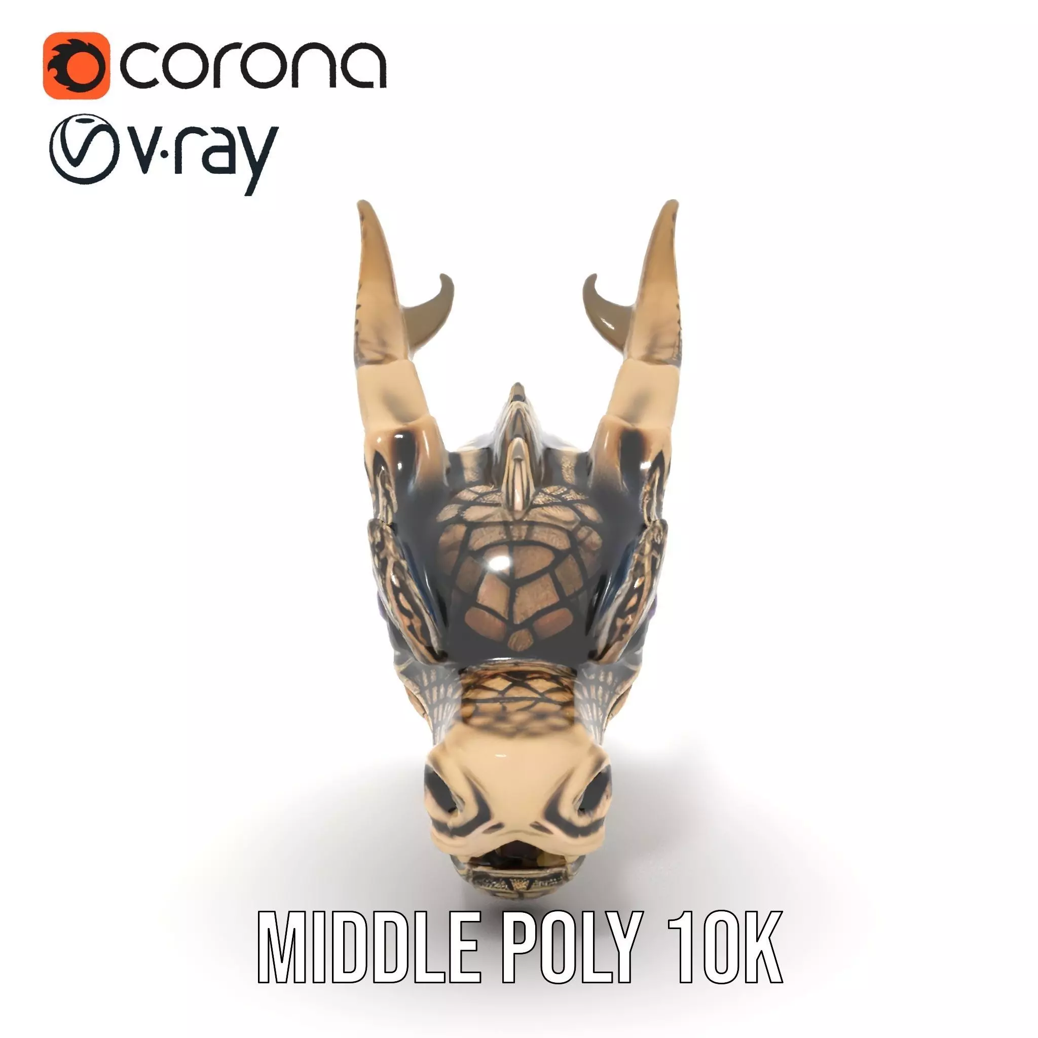 Golden Dragon Head model pack Low-poly 3D model_14