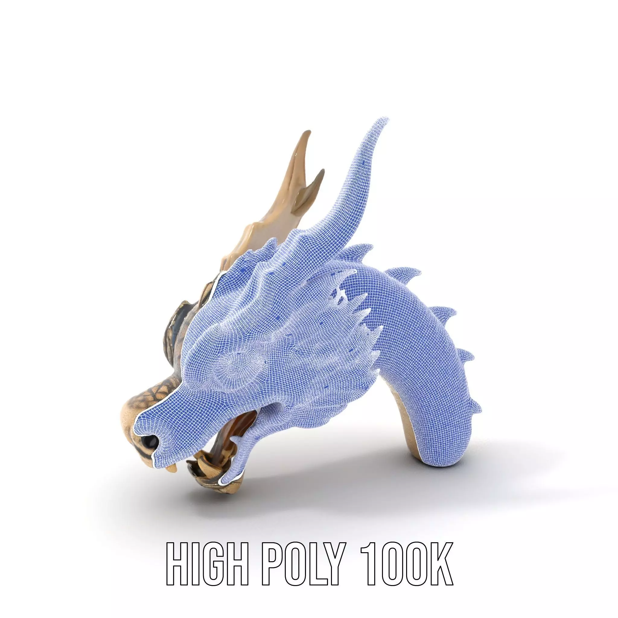Golden Dragon Head model pack Low-poly 3D model_5