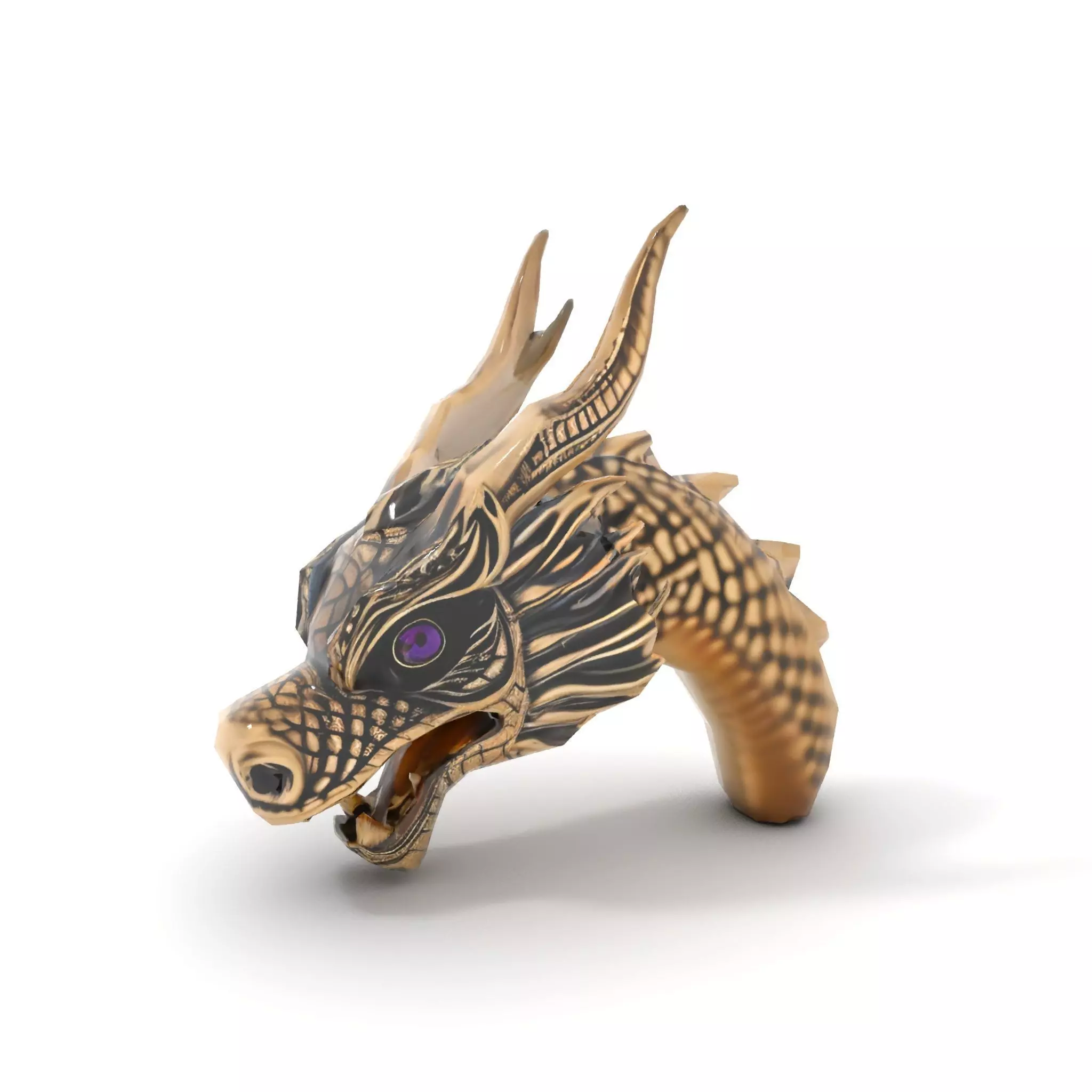 Golden Dragon Head model pack Low-poly 3D model_13