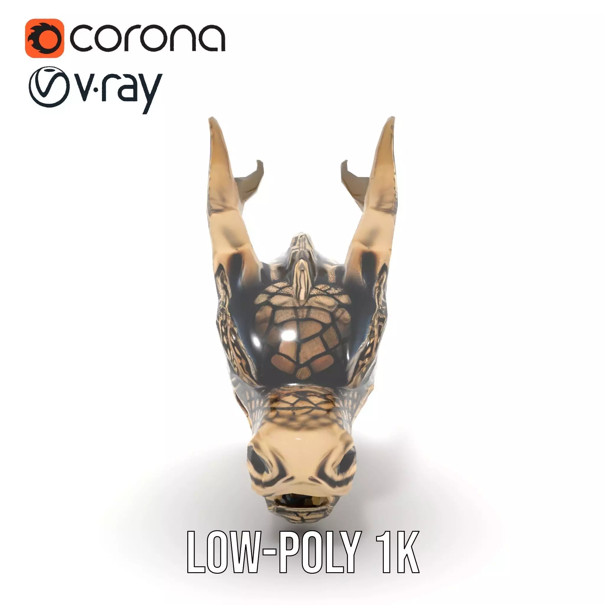 Golden Dragon Head model pack Low-poly 3D model_15