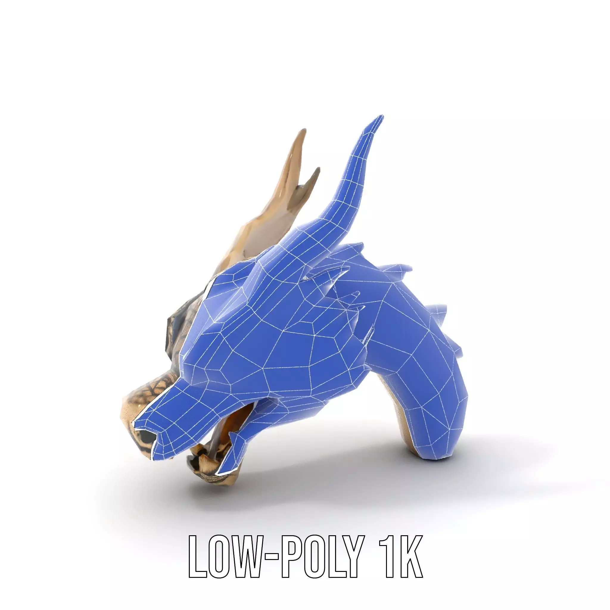 Golden Dragon Head model pack Low-poly 3D model_23