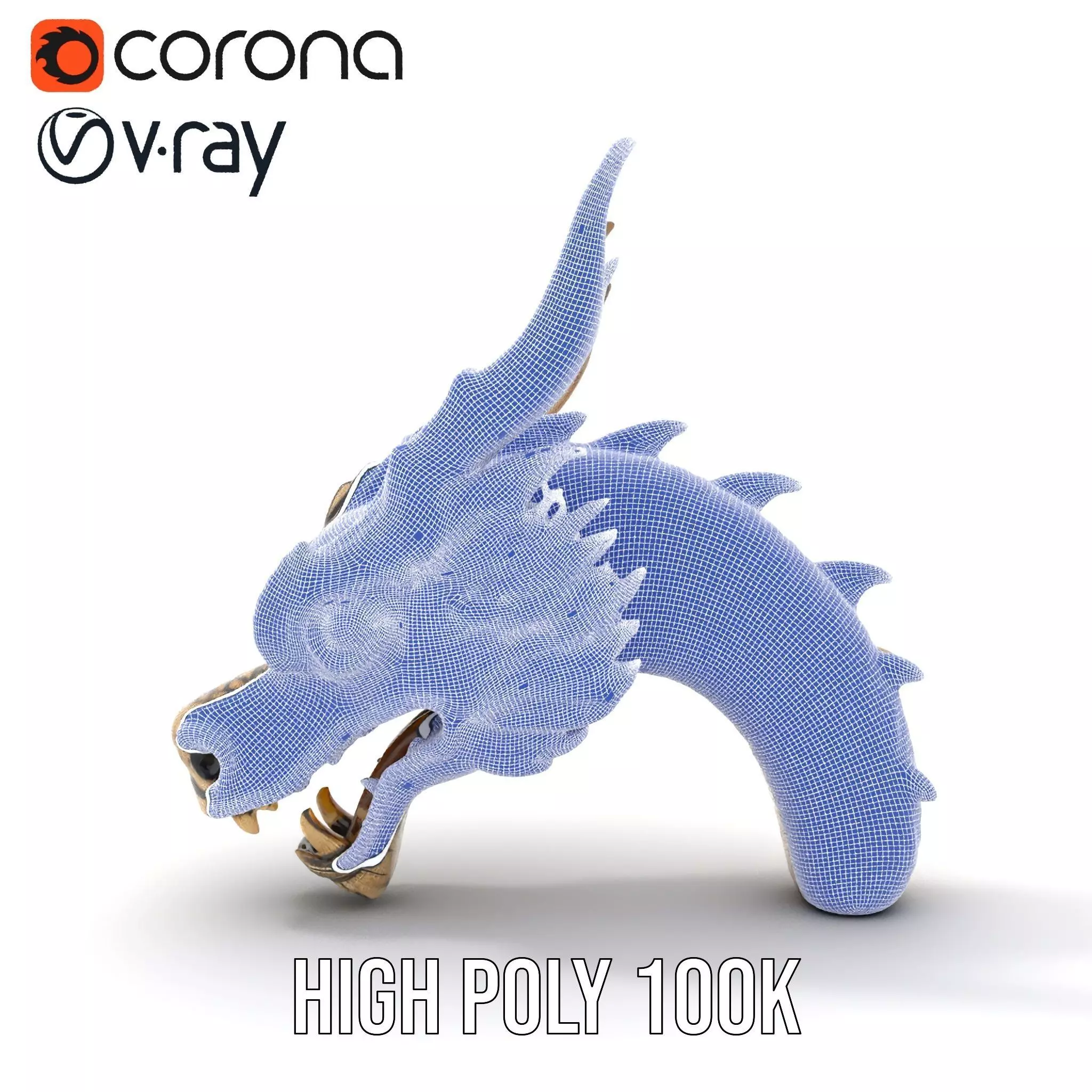 Golden Dragon Head model pack Low-poly 3D model_27