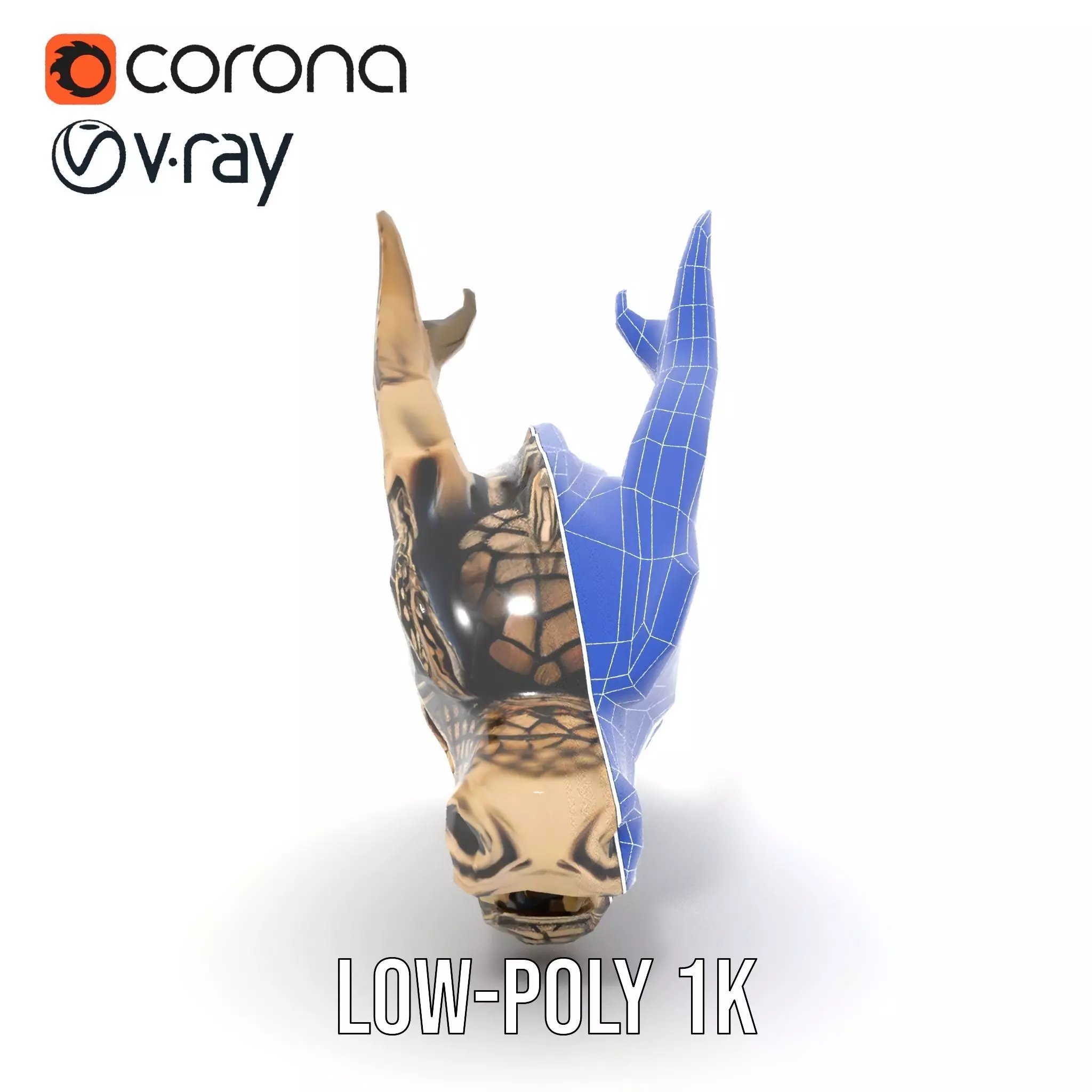 Golden Dragon Head model pack Low-poly 3D model_20