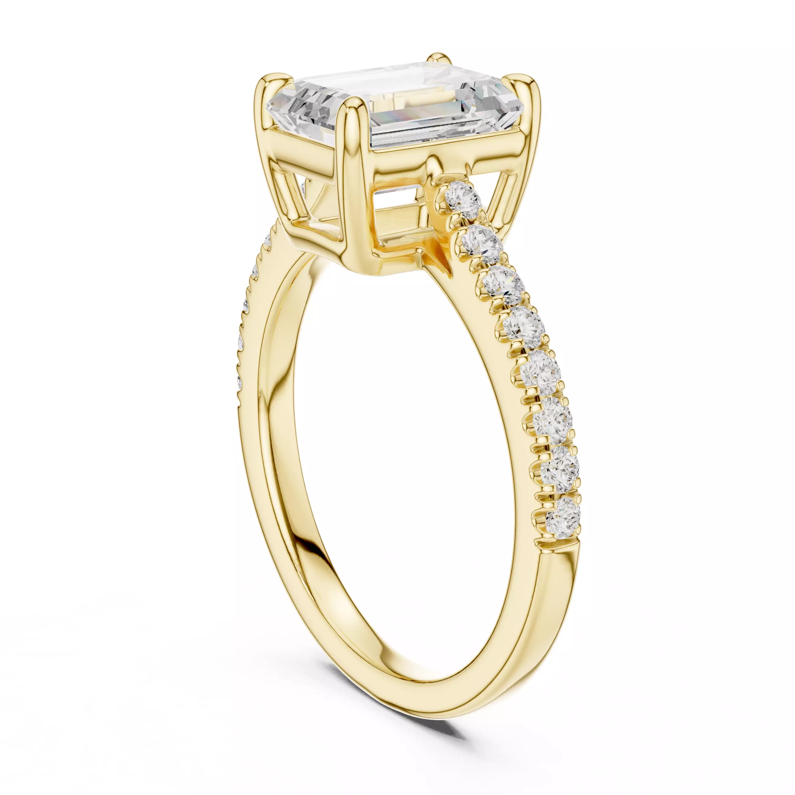 2CT Emerald Cut Diamond Engagement Wedding Ring 3DM STL Video 3D print model_6