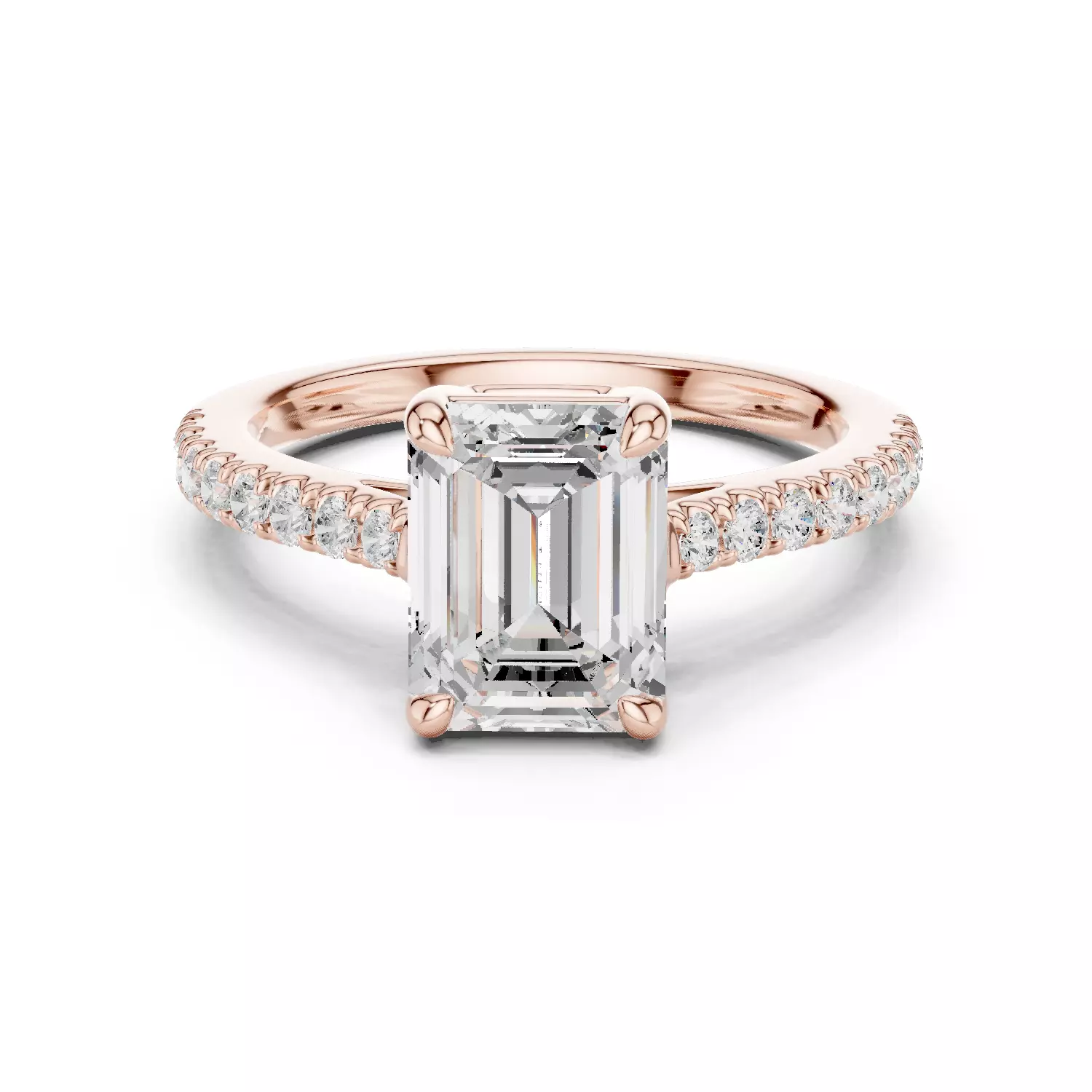 2CT Emerald Cut Diamond Engagement Wedding Ring 3DM STL Video 3D print model_12