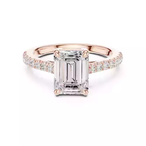 2CT Emerald Cut Diamond Engagement Wedding Ring 3DM STL Video 3D print model