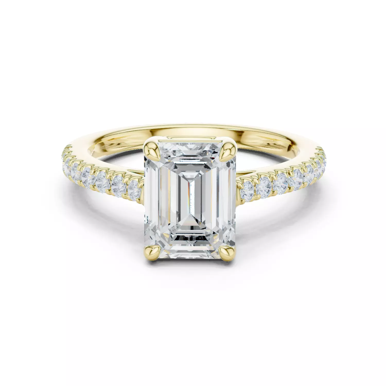 2CT Emerald Cut Diamond Engagement Wedding Ring 3DM STL Video 3D print model_13