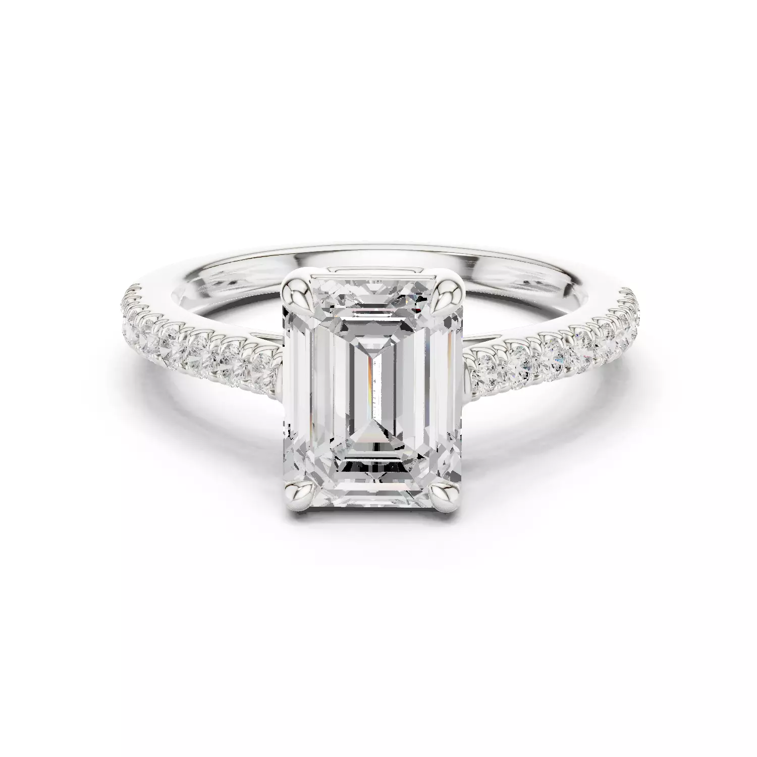 2CT Emerald Cut Diamond Engagement Wedding Ring 3DM STL Video 3D print model_14