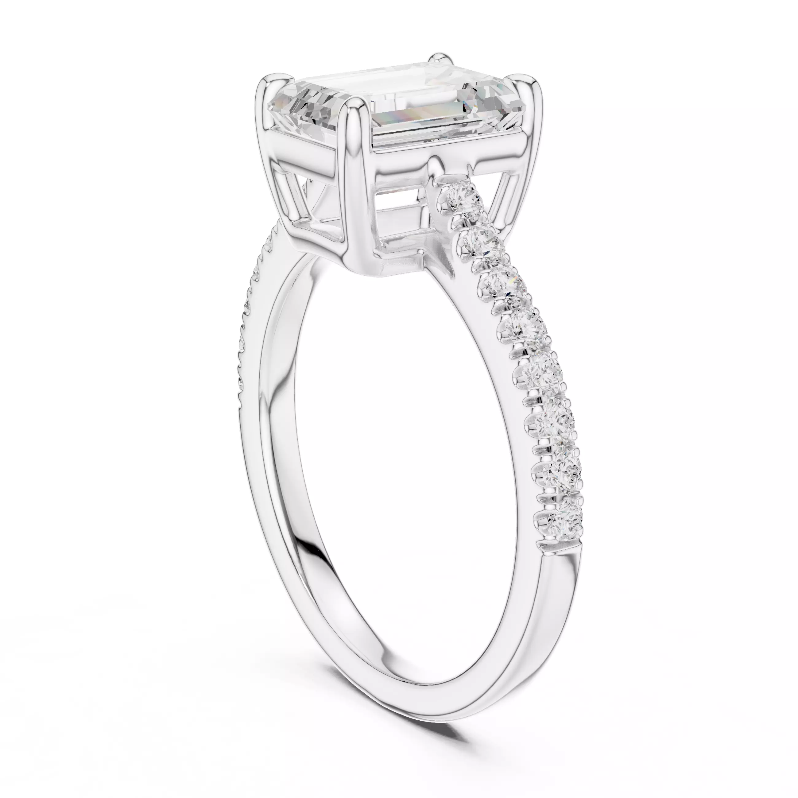 2CT Emerald Cut Diamond Engagement Wedding Ring 3DM STL Video 3D print model_9