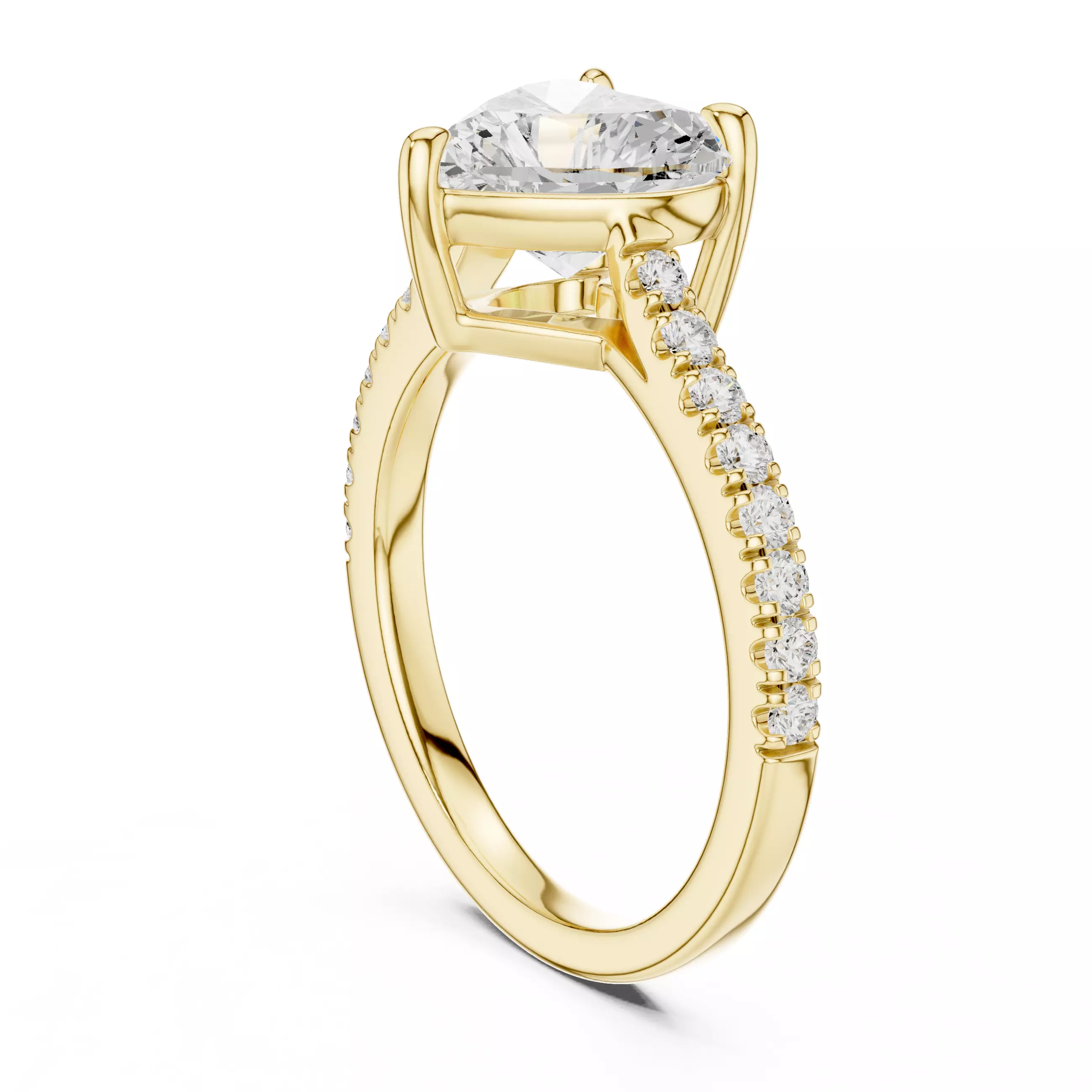 2CT Heart Cut Diamond Engagement Wedding Ring 3DM STL Video 3D print model_6