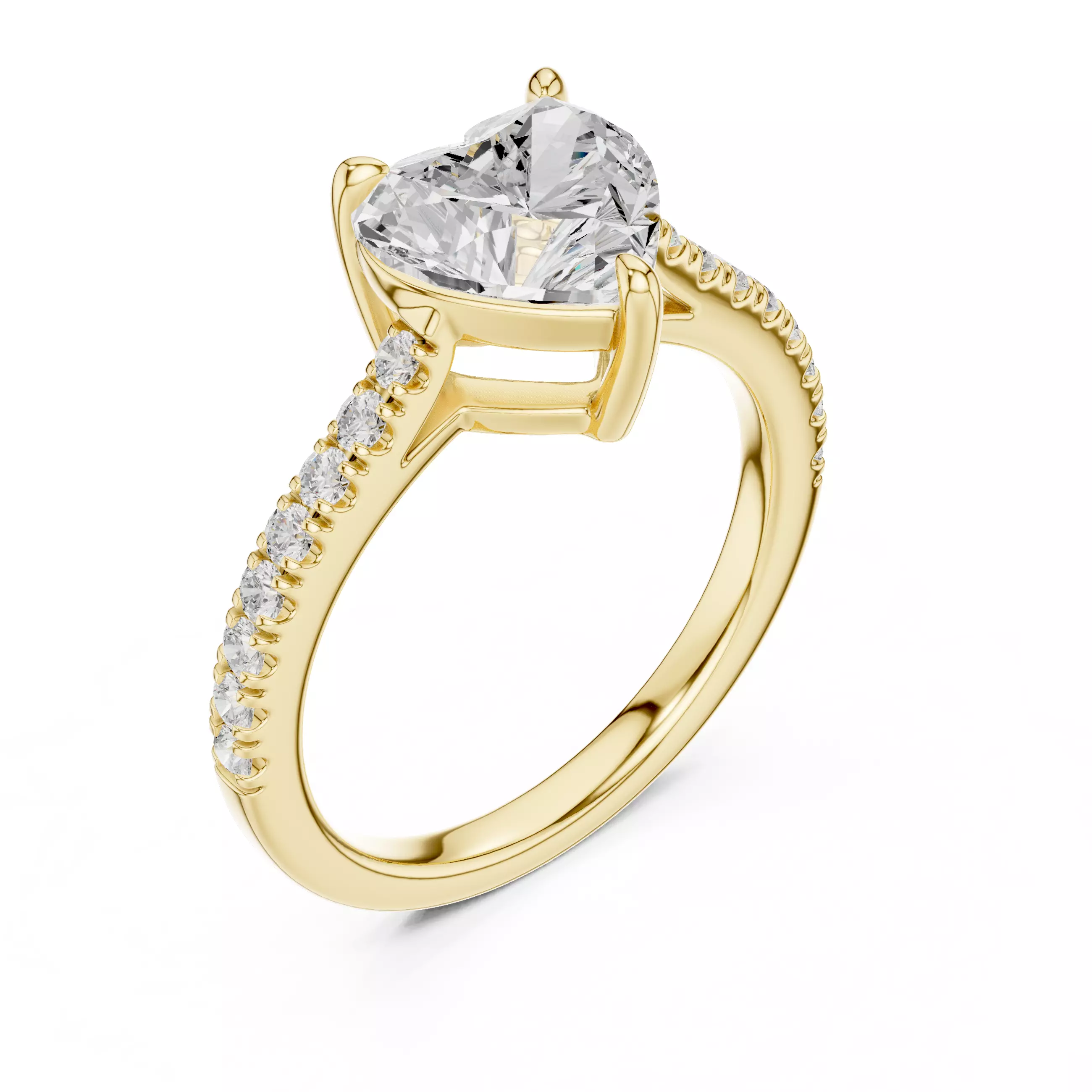 2CT Heart Cut Diamond Engagement Wedding Ring 3DM STL Video 3D print model_7