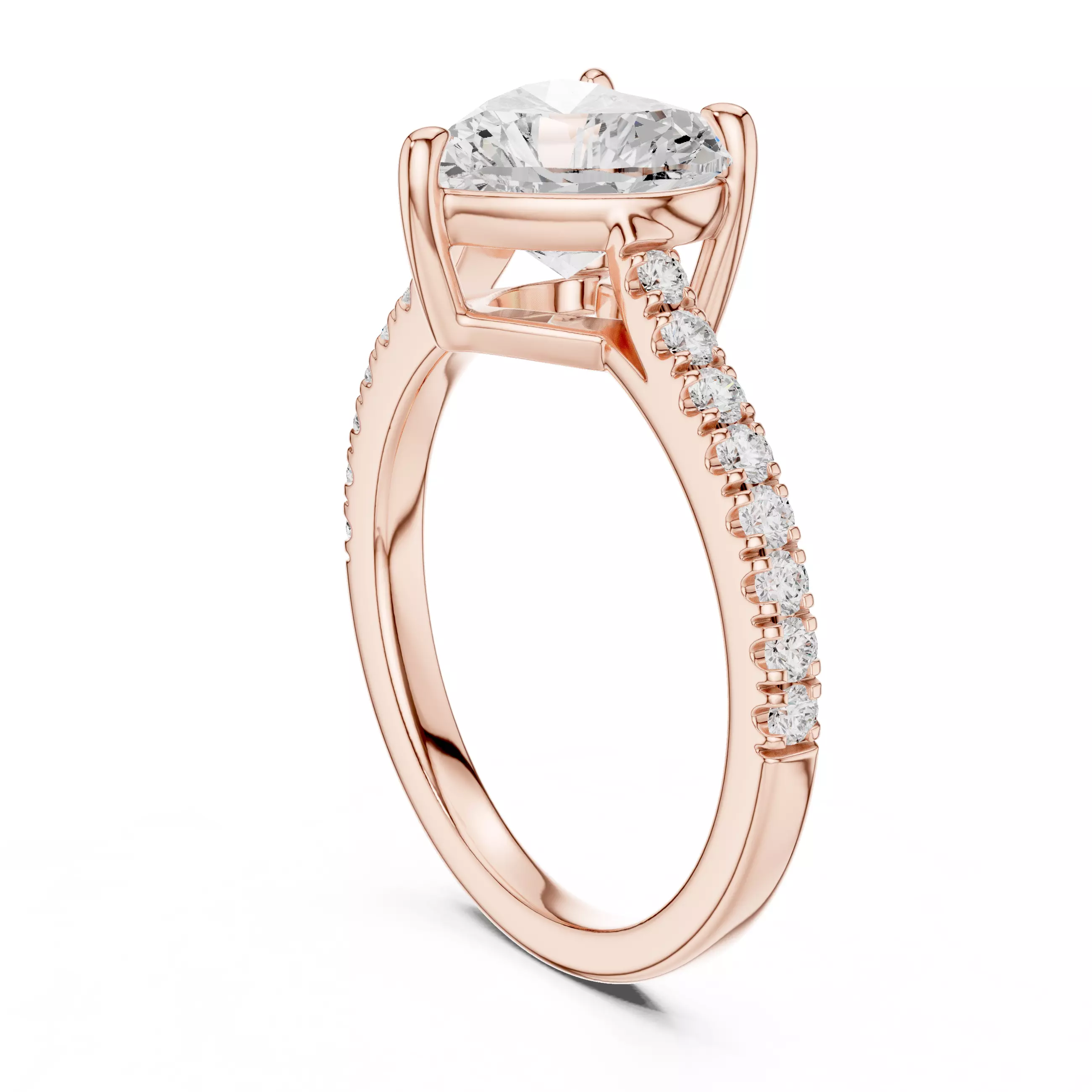 2CT Heart Cut Diamond Engagement Wedding Ring 3DM STL Video 3D print model_3